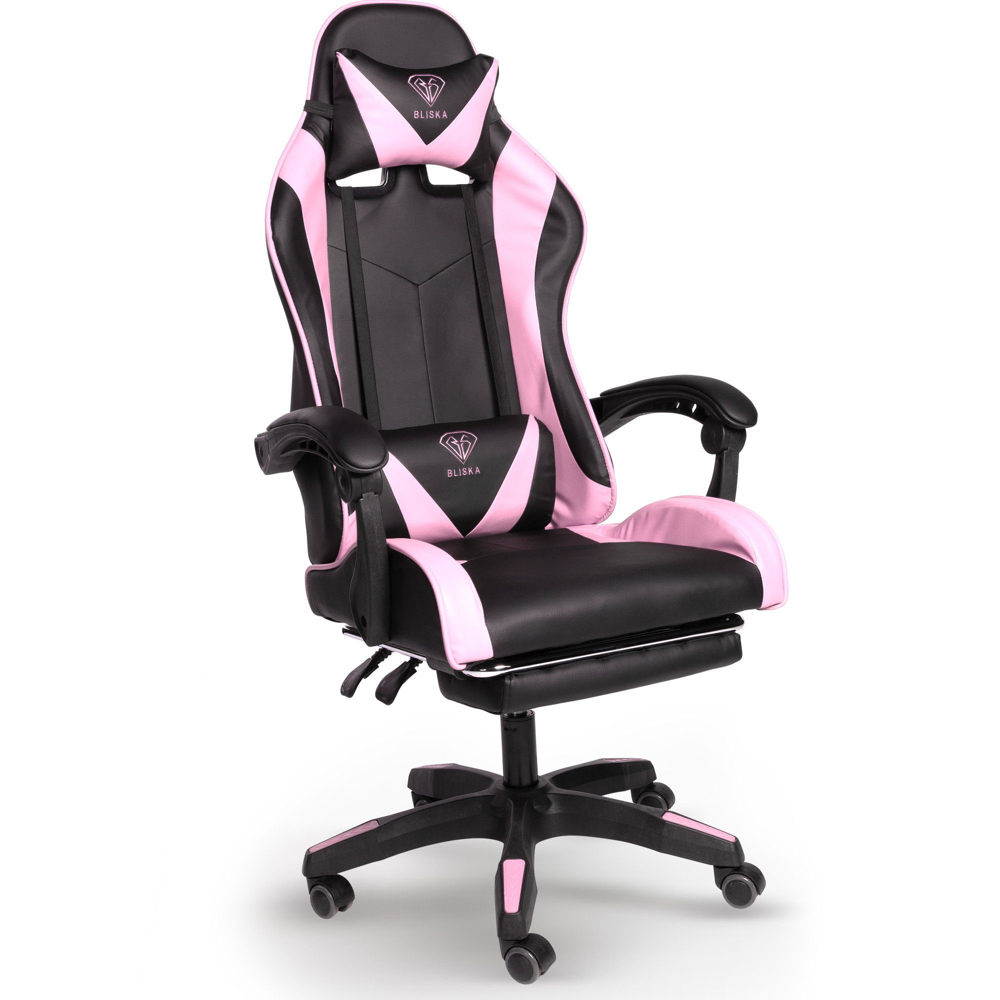 TRISENS Chefsessel Konrad (1 Stück), Fußstütze mit flexiblen Gaming Gaming Schwarz/Rosa mit Design-Armlehnen Stuhl Chair