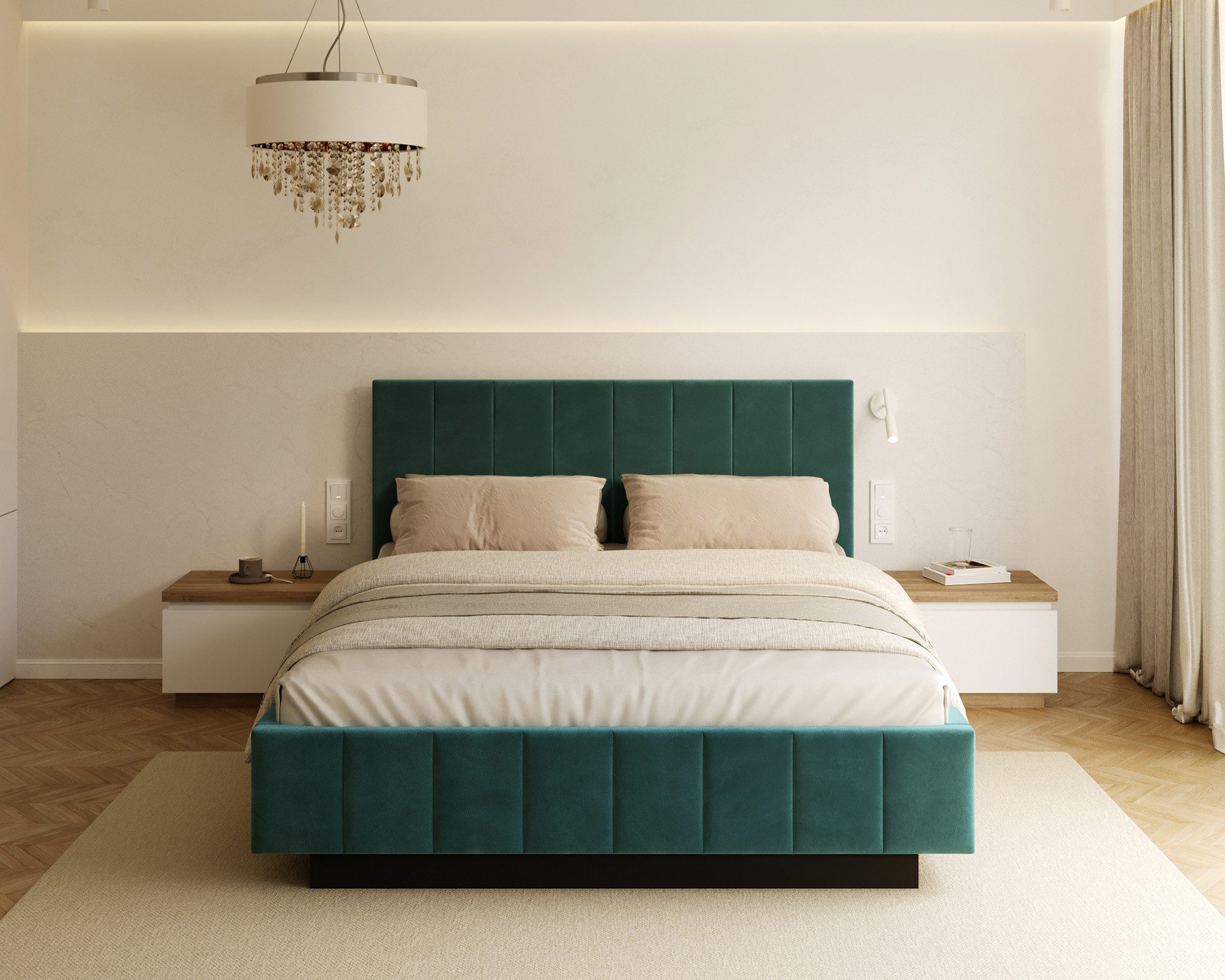 thematys Polsterbett mit Bettkasten 120x200, 140x200, 160x200, 180x200cm (MADE IN EU - mit hochwertigem Velours Bezug, Bettrahmen, Bett, Optional mit Matratze bestellbar, mit großen gepolsterten Kopfteil, mit Bettkasten zum aufklappen), Metallrahmen mit Lattenrost, hydraulische Klappfunktion für Stauraum