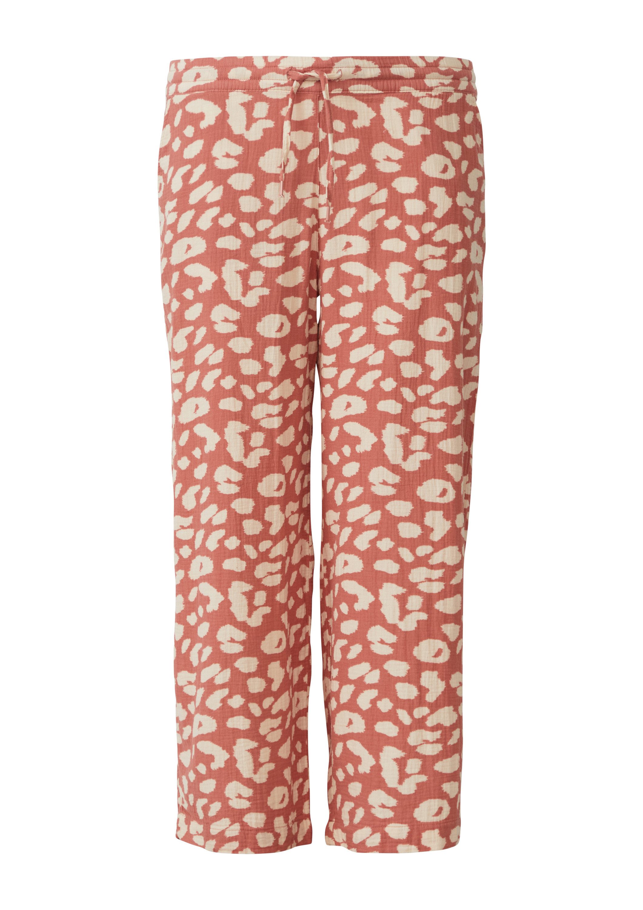 QS Chinos Hose Gemusterte Hose aus Musselin