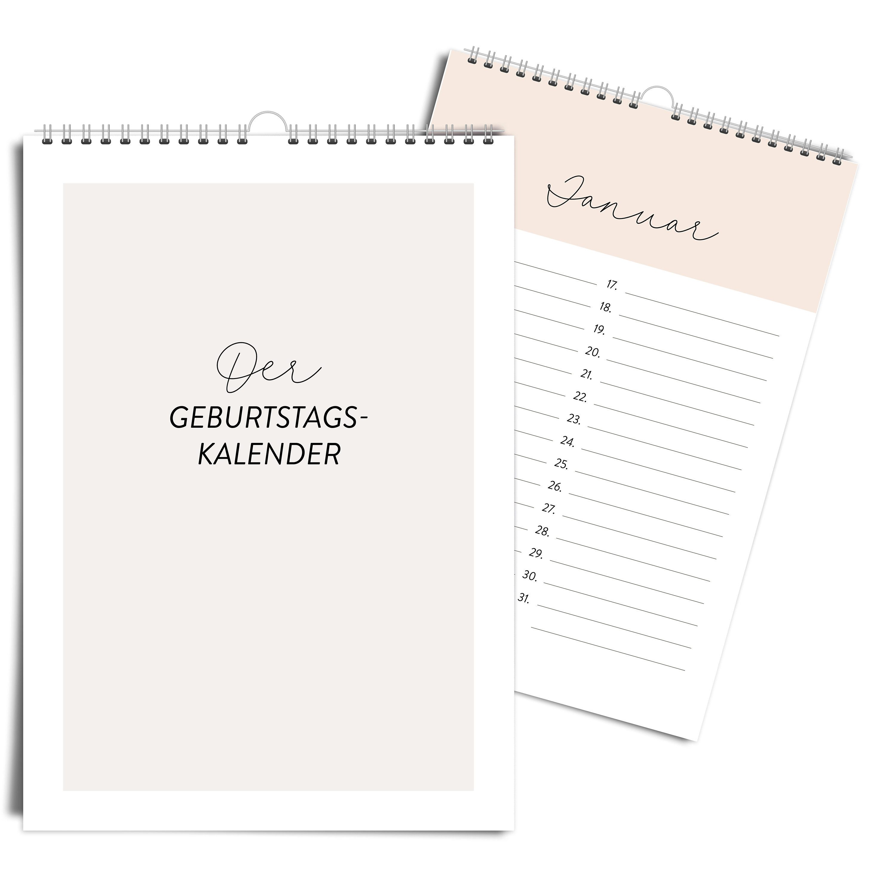 heaven+paper Календарь дня рождения A5 Календарь дня рождения COZY Immerwährend, hochwertig & modern, Hergestellt in Deutschland