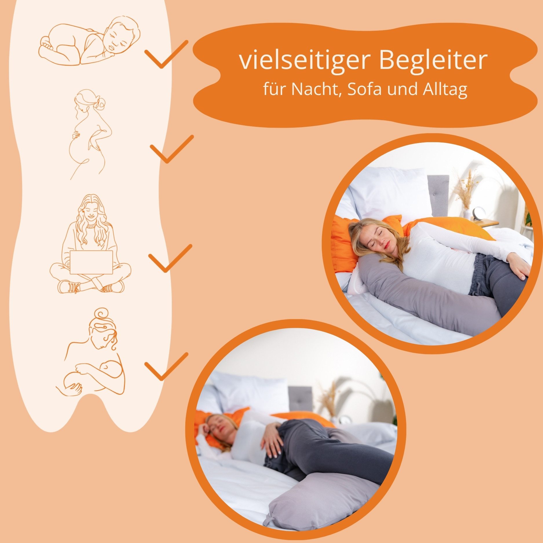 sleepling Stillkissen Schwangerschaftskissen, mit Verschlussbändern für optimale Nutzung, Bezug abnehmbar & waschbar – Bild 3 von 5