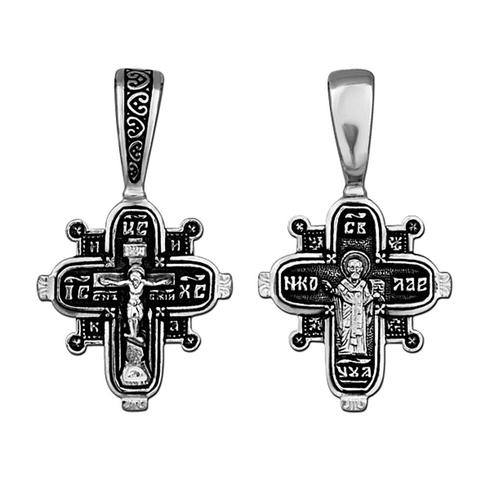 NKlaus Kreuzanhänger Sterling Silber Kreuz 925 Orthodoxe Anhänger Russi