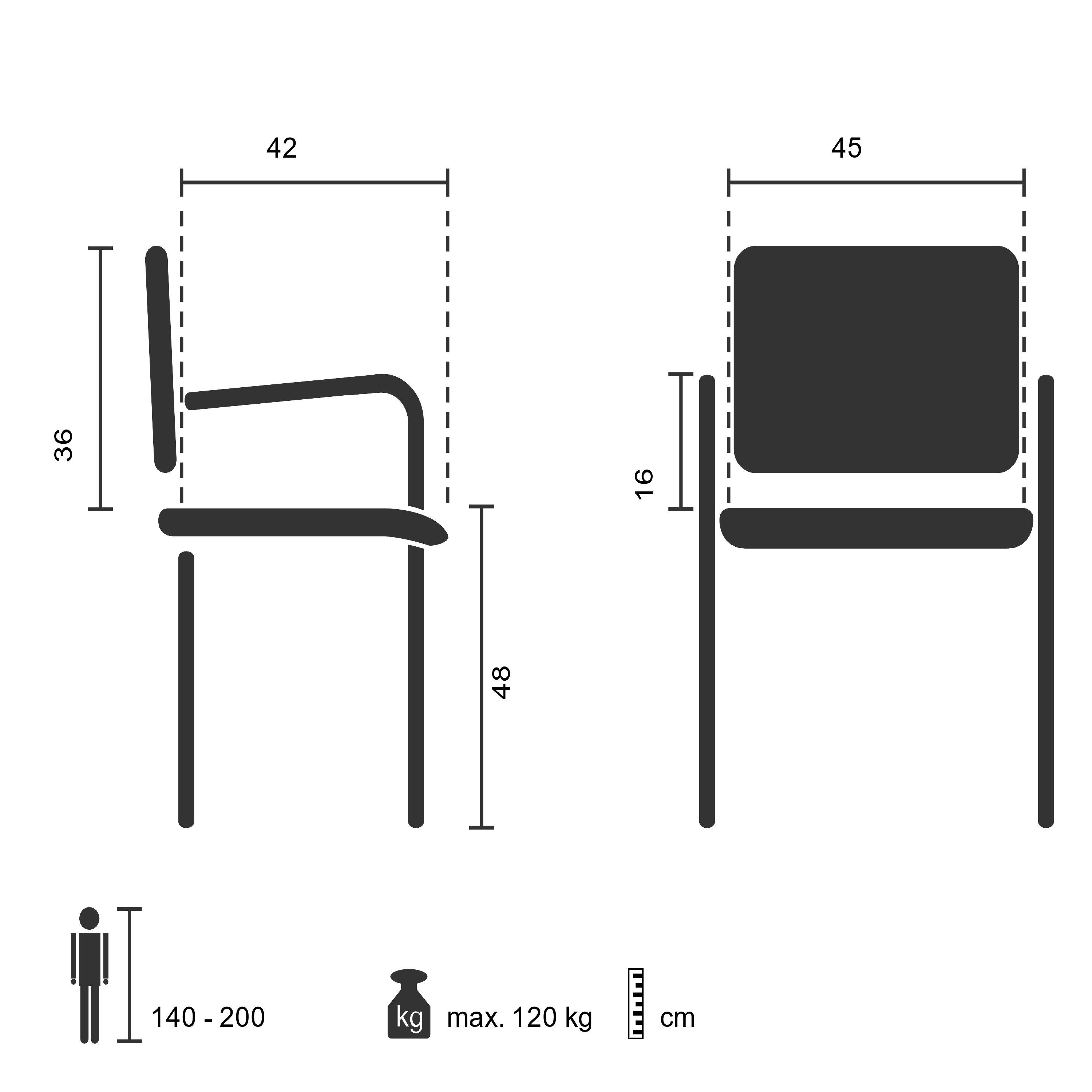 Stoff Stuhl Besucherstuhl 650 mit Vierfußstuhl Schwarz Armlehnen, 4-Fußstuhl XT OFFICE hjh