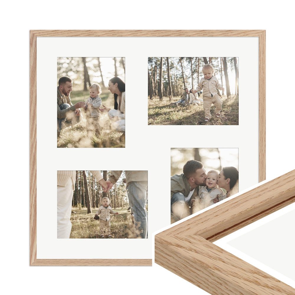 WANDStyle Galerierahmen G950 50x50 cm, für 4 Bilder, im Format 15x20 cm, aus Massivholz in der Farbe Eiche