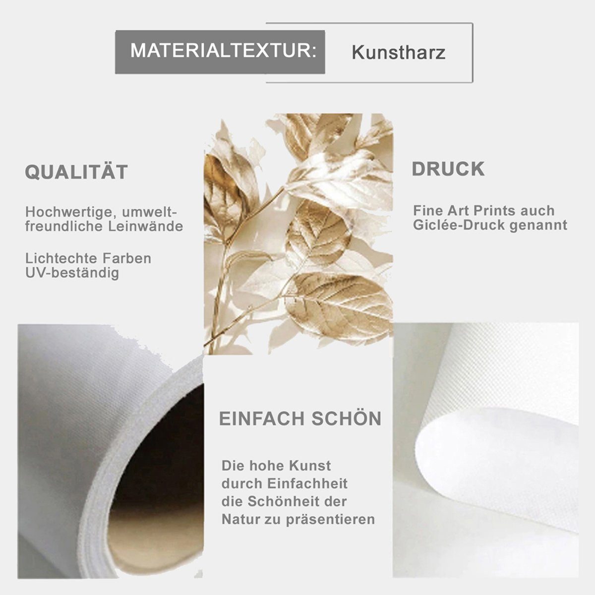 TPFLiving Kunstdruck (OHNE RAHMEN) Poster - Leinwand - Wandbild, Abstrakte Linien und Formen - (24 Motive in 6 Größen zur Auswahl), Farben: Weis, Blau, Grau, Gold, Silber - Größe: 30x120cm