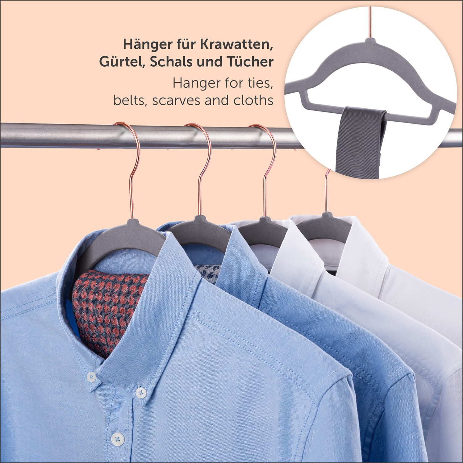 Blumtal Kleiderbügel Rutschfest - Samtoptik - Platzsparend, (20-tlg), Premium inkl. Krawattenhalter, 360° drehbar, Anti-Rutsch Bügel