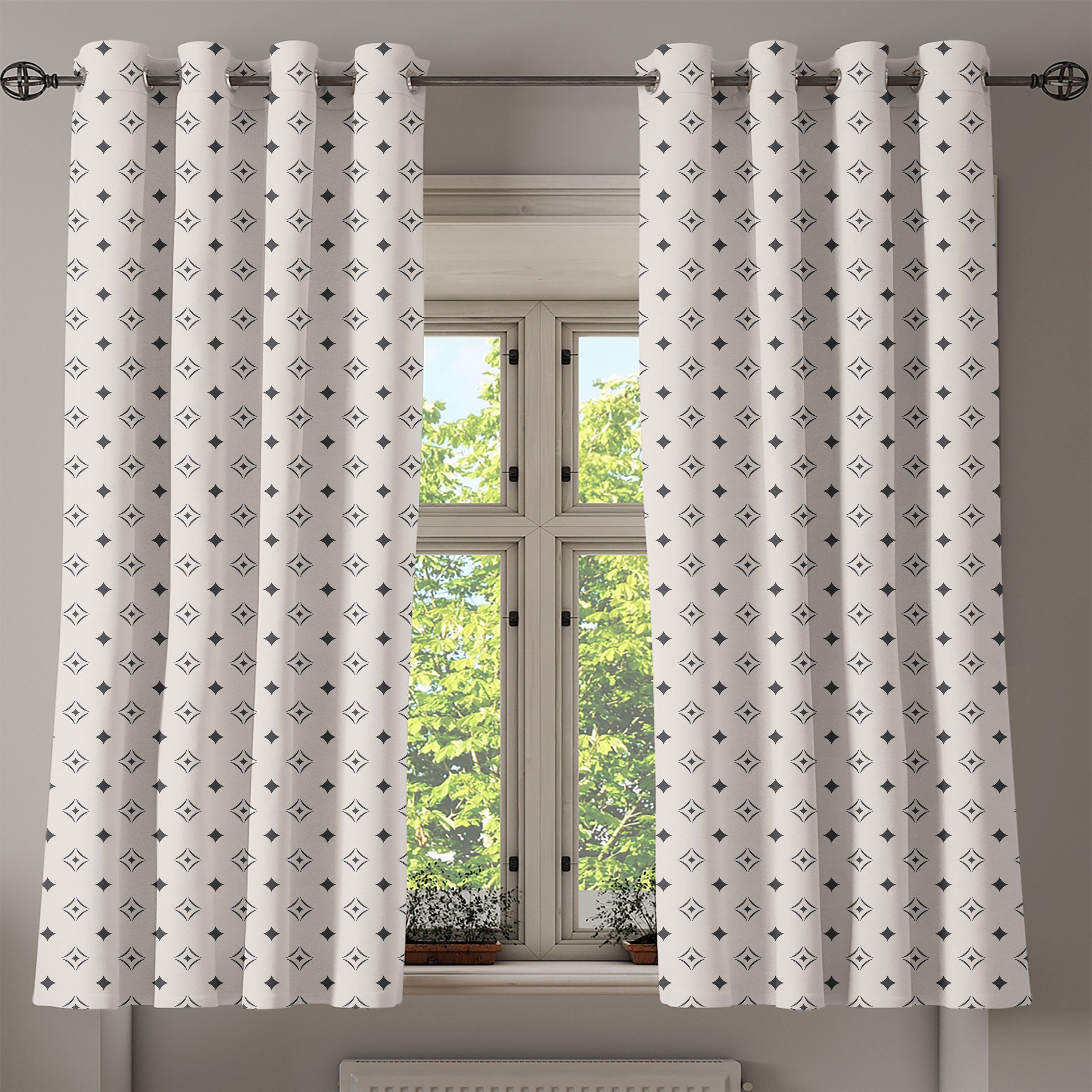 geometrische für Gardine Abakuhaus, Schlafzimmer Dekorative Geometrisch Wohnzimmer, Motive 2-Panel-Fenstervorhänge