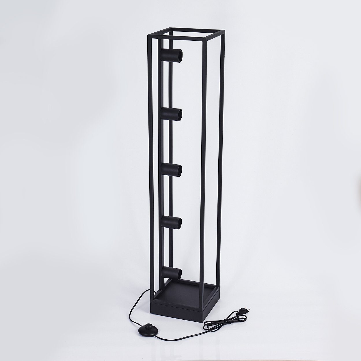 hofstein Stehlampe »Ganda« Standbeleuchtung aus Metall in Schwarz in Retro Style, ohne Leuchtmittel, 5xE27, Vintage Leuchte mit Fußschalter am Kabel