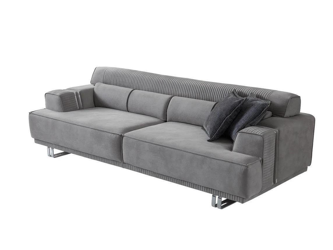 JVmoebel 3-Sitzer in 235cm, Europa 3 Möbel Made Teile, Grau Modern Luxus Sitzer Wohnzimmer 1 Einrichtung Sofa