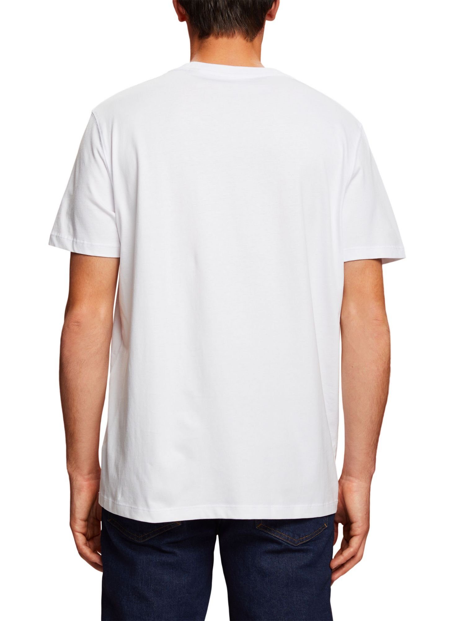 Esprit T-Shirt T-Shirt WHITE 100 mit (1-tlg) Logo, % Baumwolle