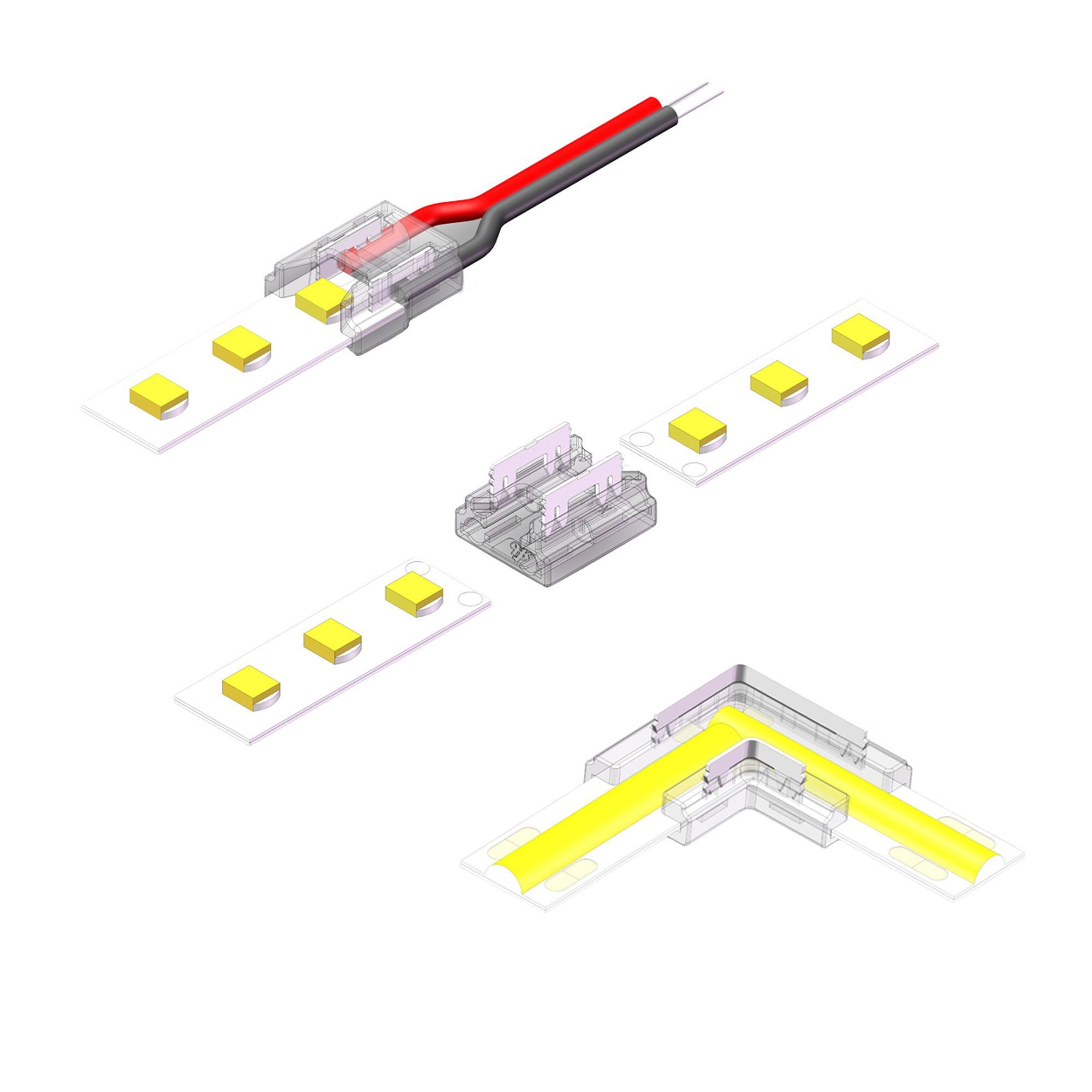 kalb LED Verbinder Set, 8mm COB/SMD 9-teilig, einfache Montage für DIY LED Stromkabel