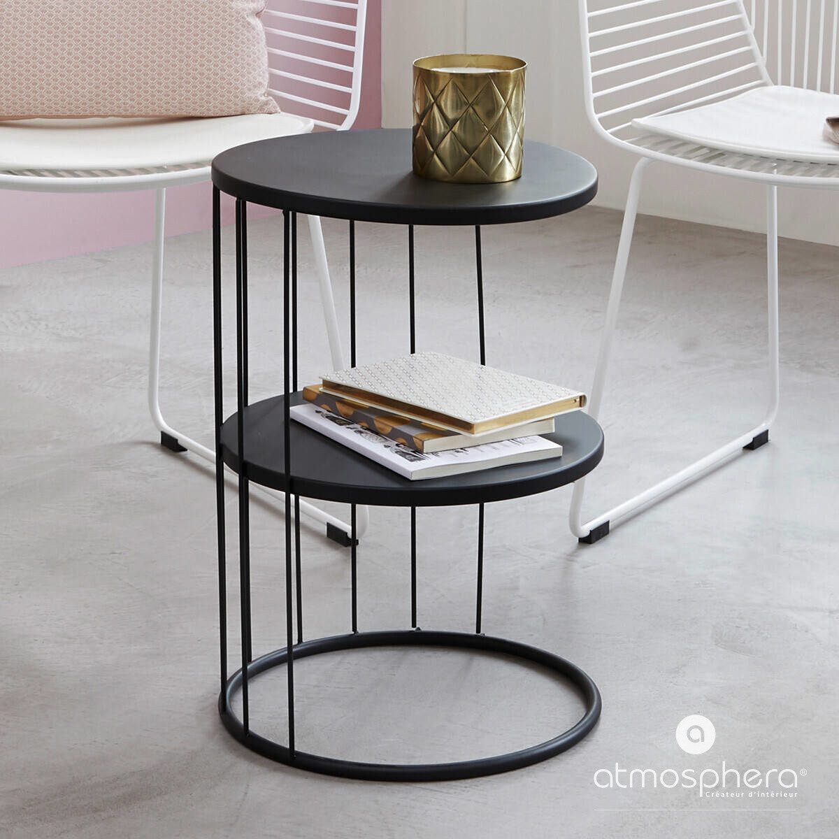 Atmosphera Créateur d'intérieur Beistelltisch Couchtisch KOBU, 2 Ebenen, Ø 36 cm, grün - Atmosphera (funktional), keine