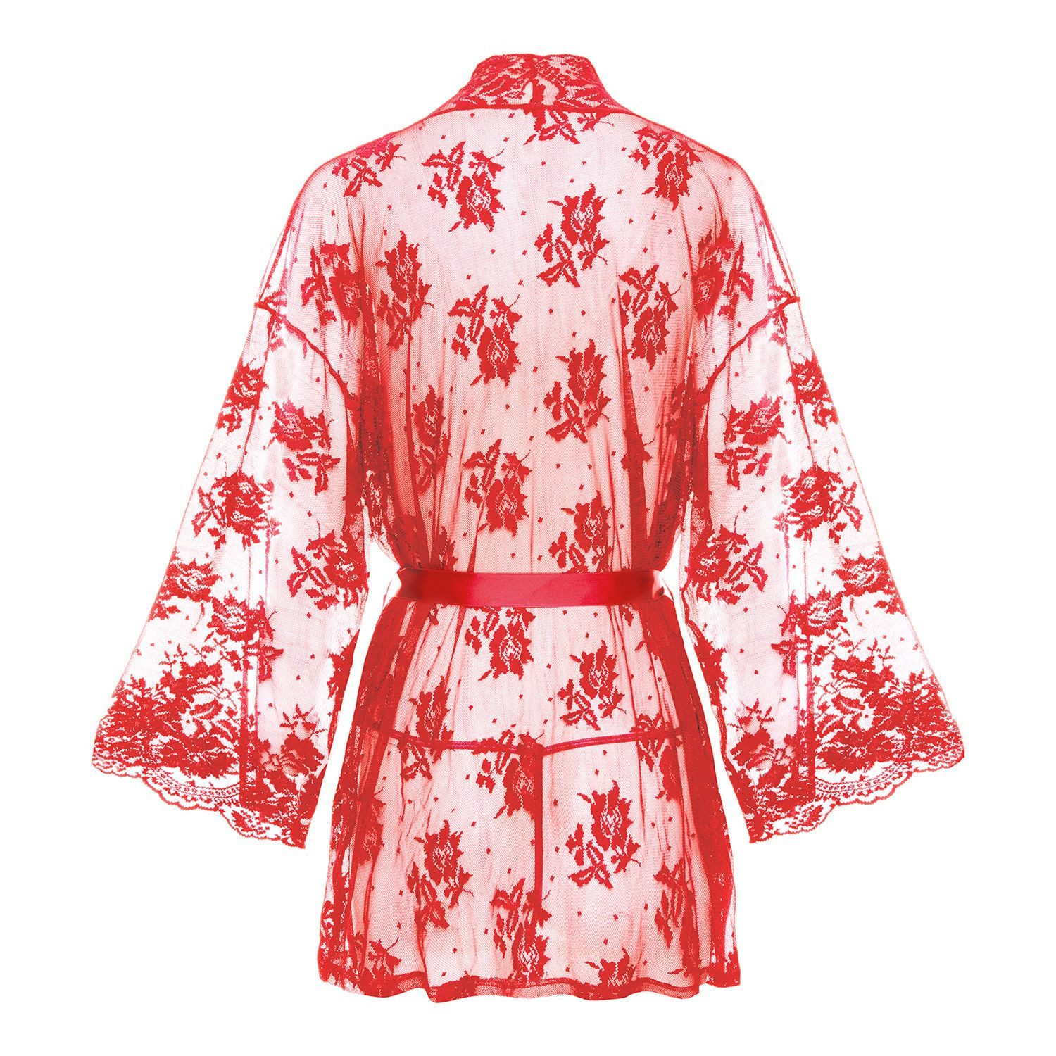 CHRISTINE LE DUC Negligé Spitzen-Kimono Graceful - Rot – Bild 5 von 5