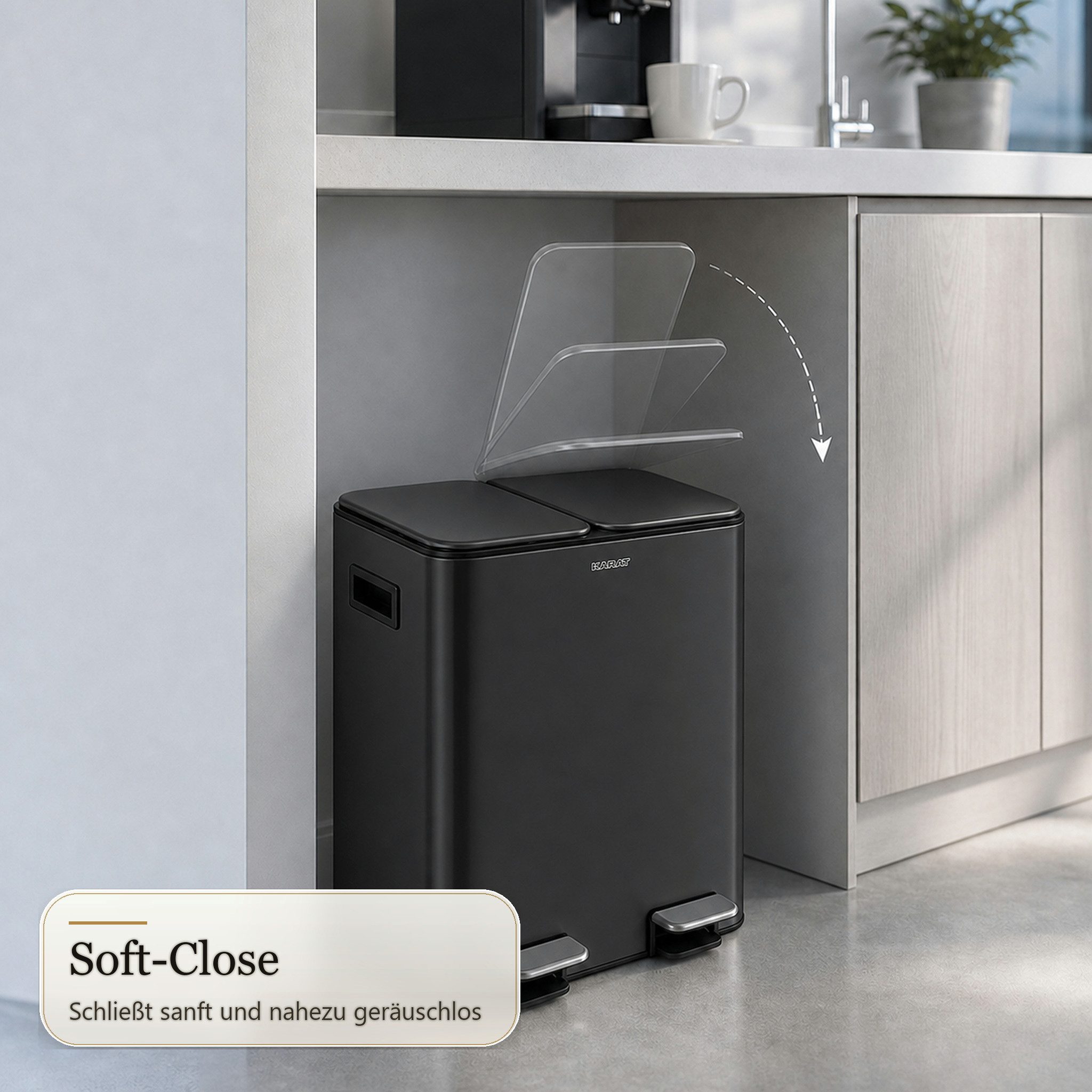 Floordirekt Mülleimer Logan 2 x 15 L Treteimer Soft Close Mülltrennung, Zwei entnehmbare Innenbehälter – Bild 5 von 5