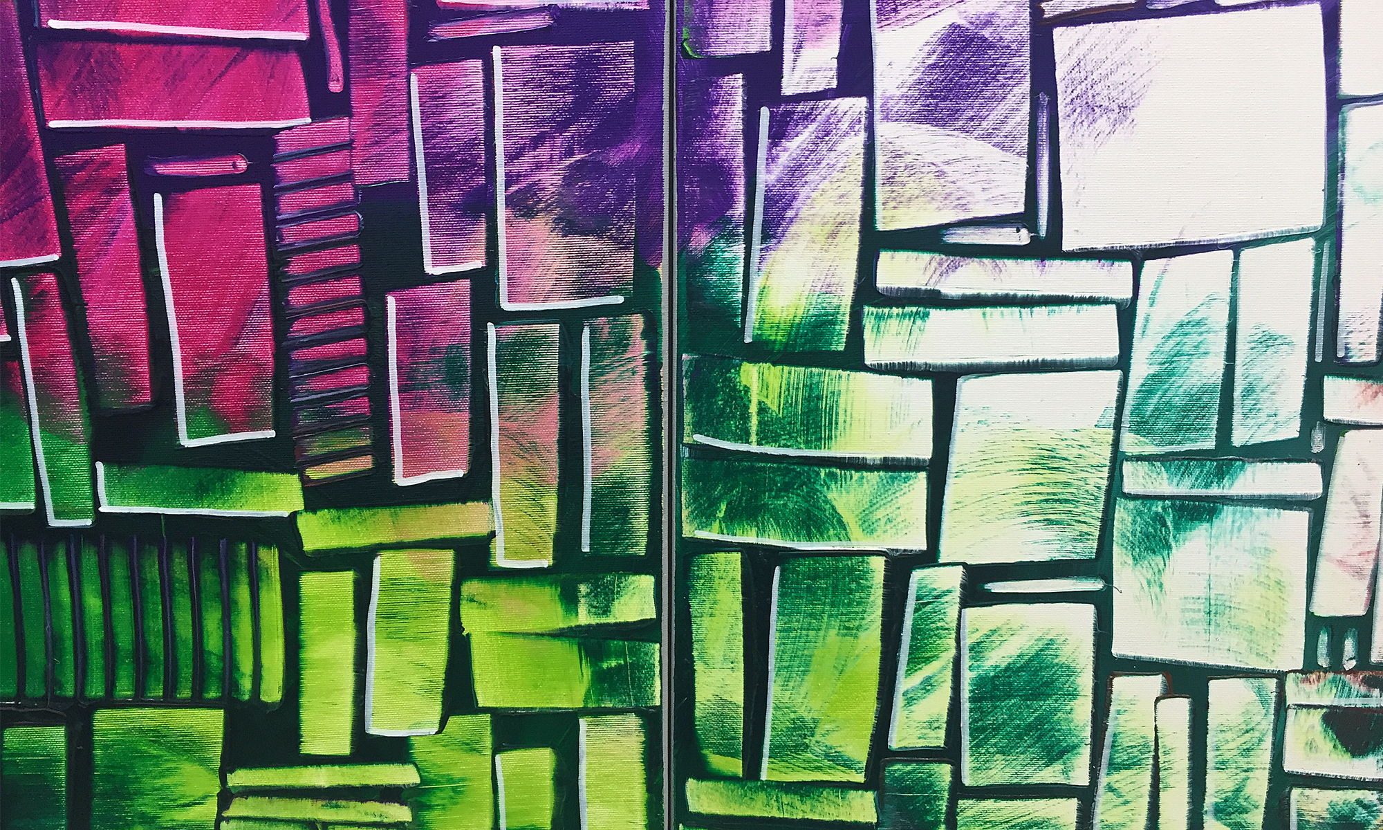 WandbilderXXL XXL-Wandbild Invasion Of Colors 210 x 70 cm, Abstraktes Gemälde, handgemaltes Unikat