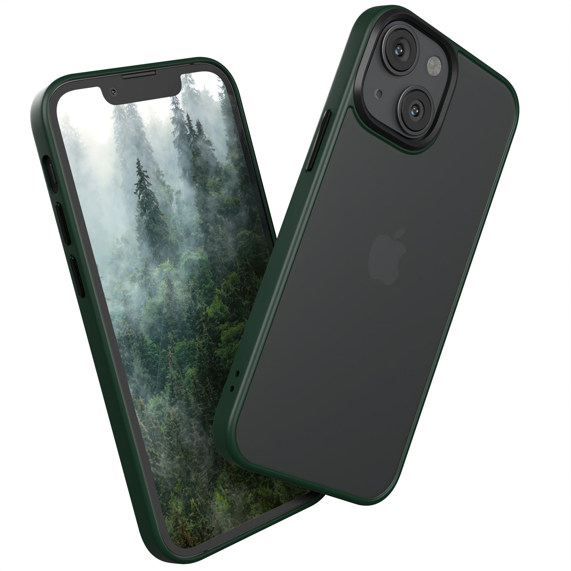 EAZY CASE Handyhülle Outdoor Case für Apple iPhone 13 Mini 5,4 Zoll, Hülle Transparent kratzfest Smart Slimcover Transparent Dunkel Grün