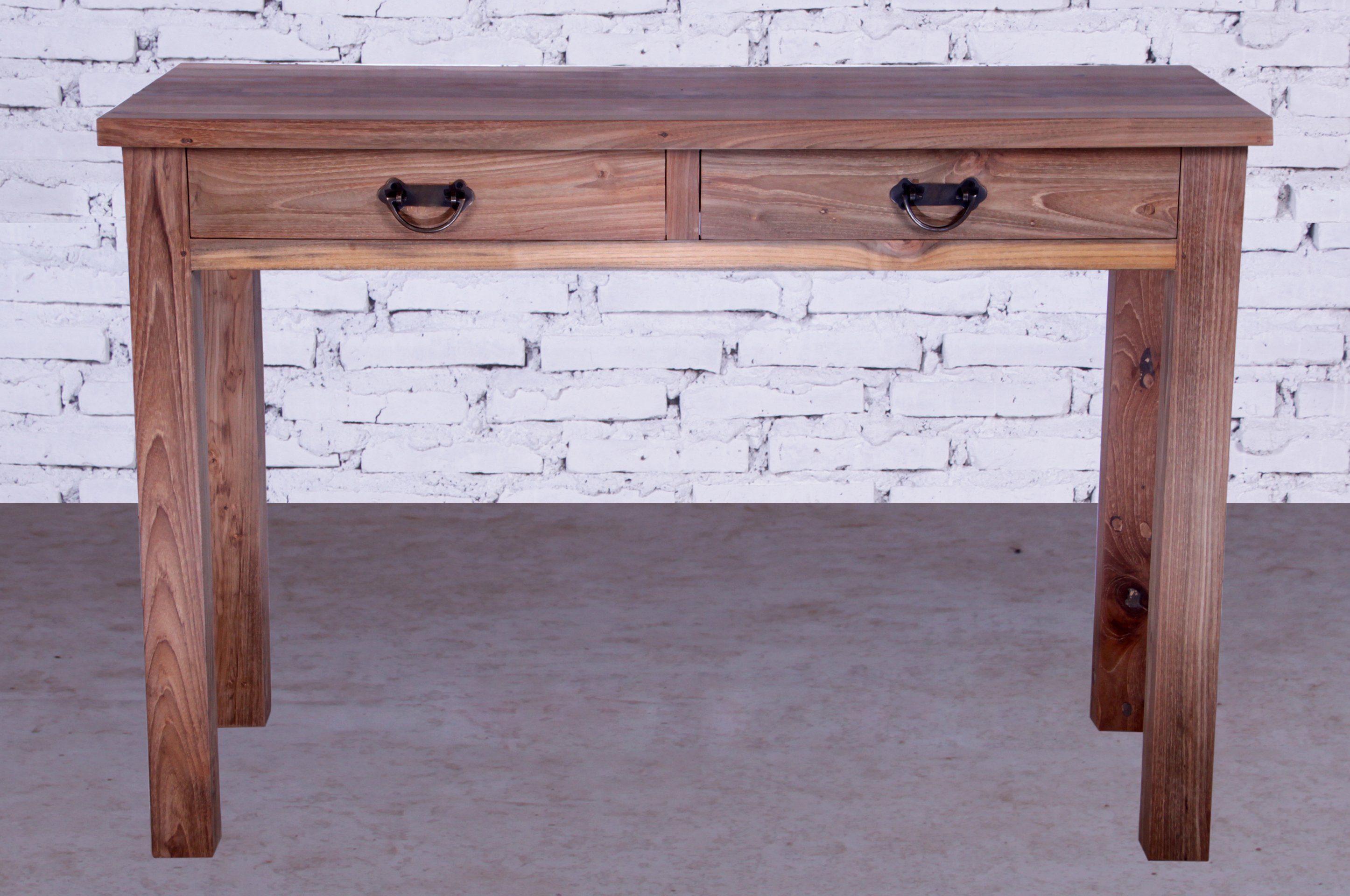 OPIUM OUTLET Schminktisch Telefontisch Schubladentisch Wandtisch Beistelltisch Konsolentisch (Schreibtisch komplett montiert), Flurtisch Massivholz Teak Landhaus-Stil 110 x 45 x 75 cm