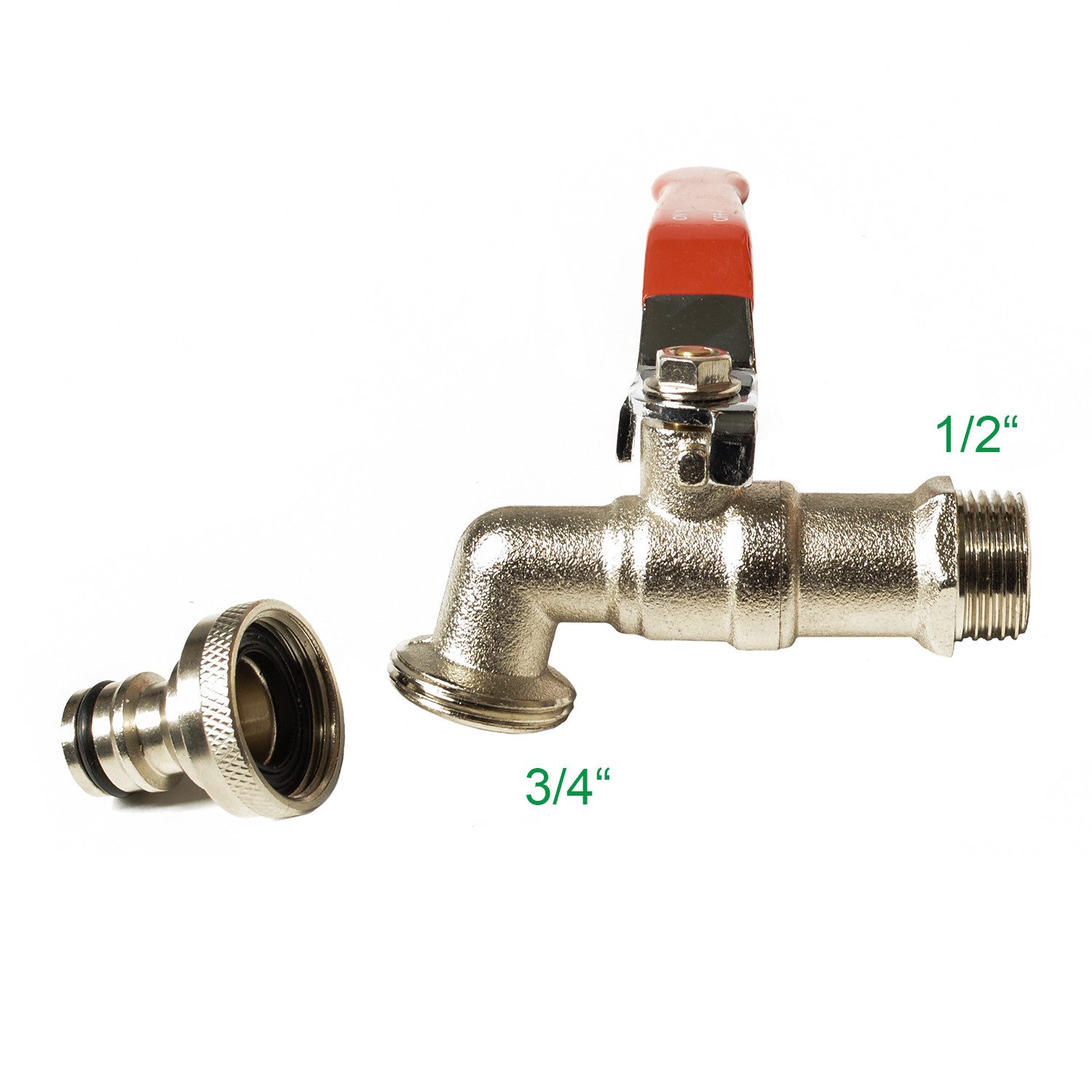 Thumbnail - KAGM Kugelhahn Messing Wasserhahn Aussengewinde 1/2" auf 3/4", (inkl. QuickConnector, Gardena kompatibel)