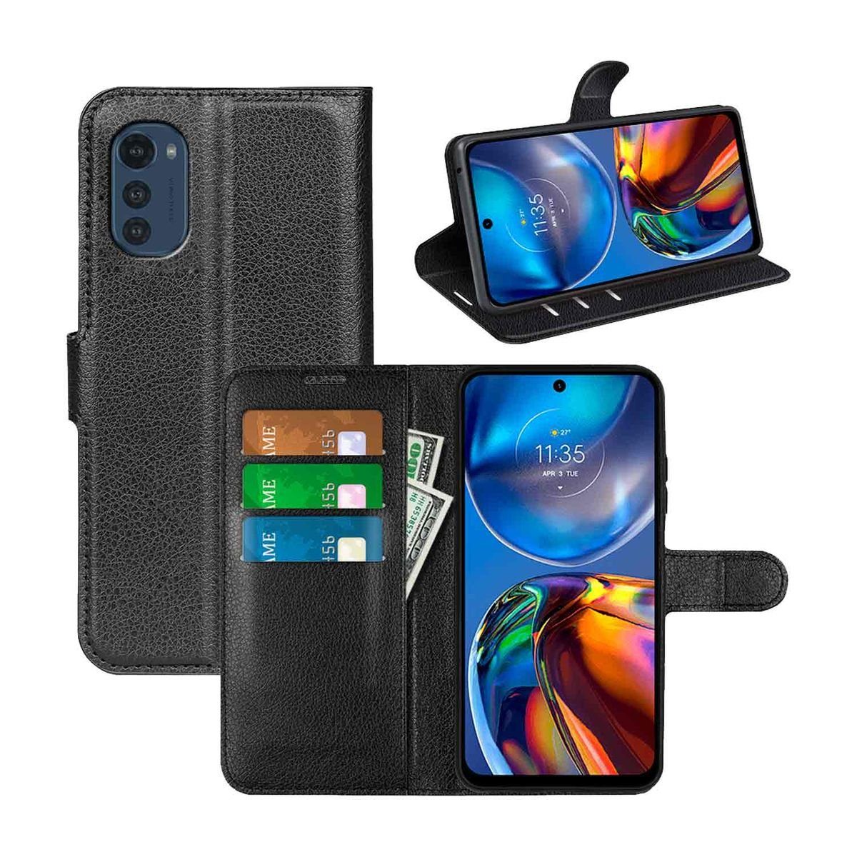 Wigento Handyhülle Für Motorola Moto E32 Handy Tasche Wallet Premium Schutz Hülle Case Cover Etuis Neu Zubehör