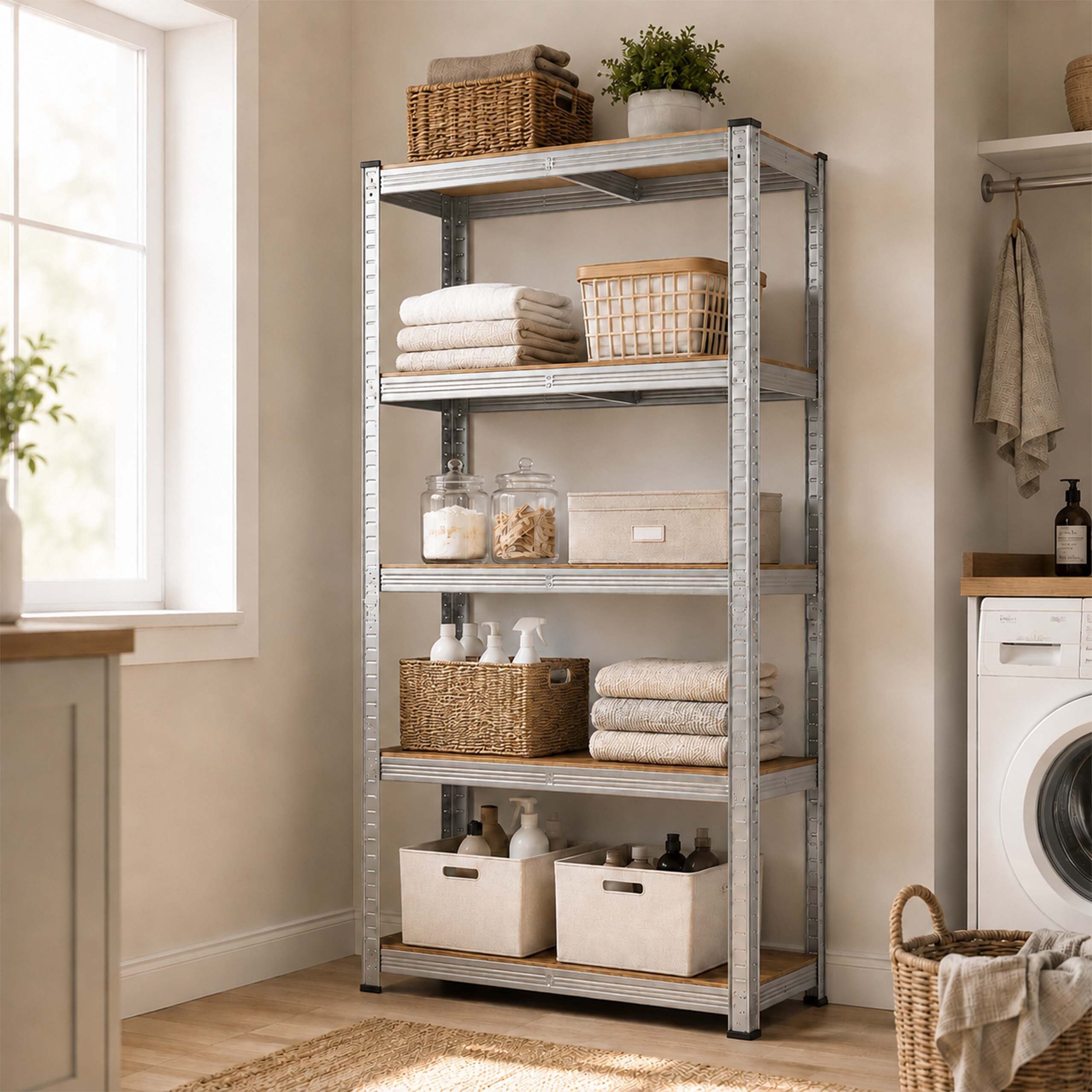relaxdays Schwerlastregal mit 5 Ebenen bis 875 kg, 60 x 90 x 200 cm – Bild 3 von 5