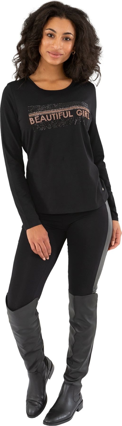 Gio Milano 3/4-Arm-Shirt G29-1115, "beautiful girl" mit Strassbesatz Strassbesatz