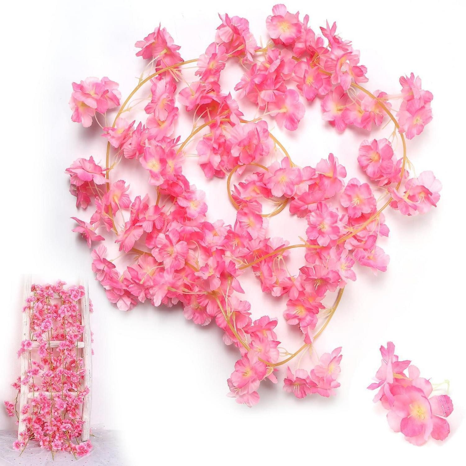 Kunstgirlande Kirschblüten Deko Girlande 3tlg 180cm Rosa, LuxusKollektion