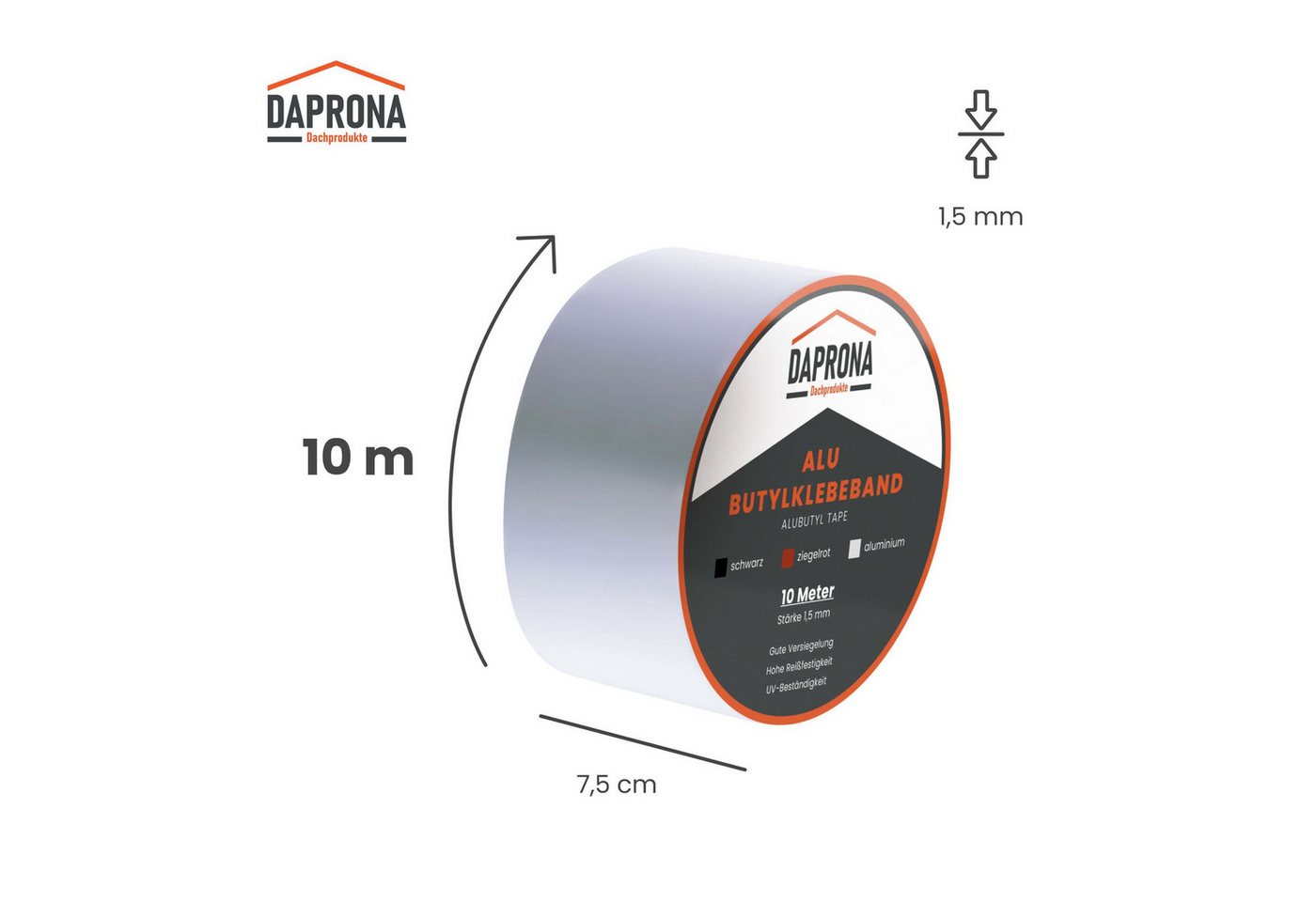 Thumbnail - DAPRONA Dichtband (Butylband, Panzertape 10m x 75mm, 4 Stück Alu Dichtungsband Alu, 4-St) Reparaturband, Dichtband Fenst...