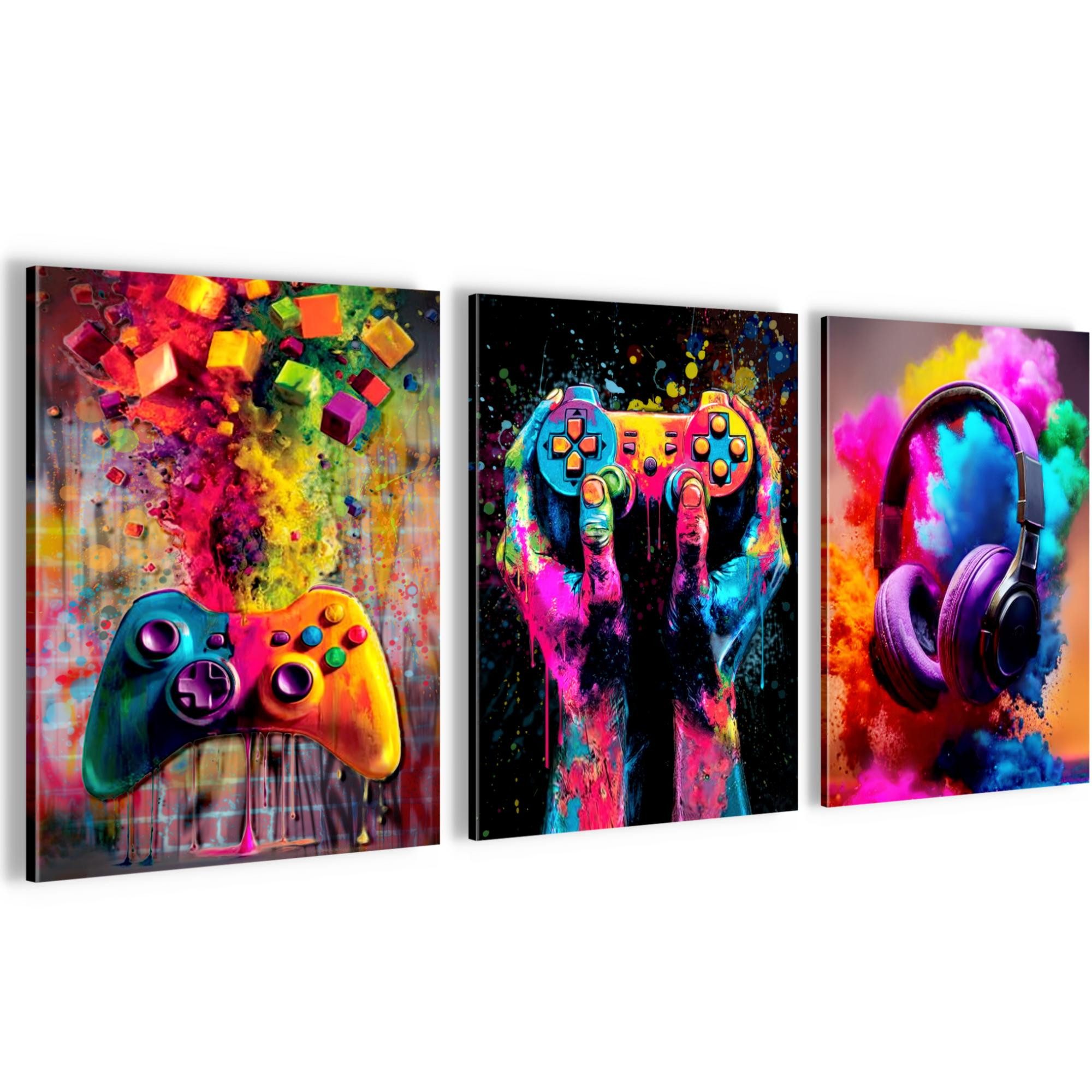 Novart Wandbild Gamer Spielkonsole Jugendzimmer Kinderzimmer Deko, Bunt
