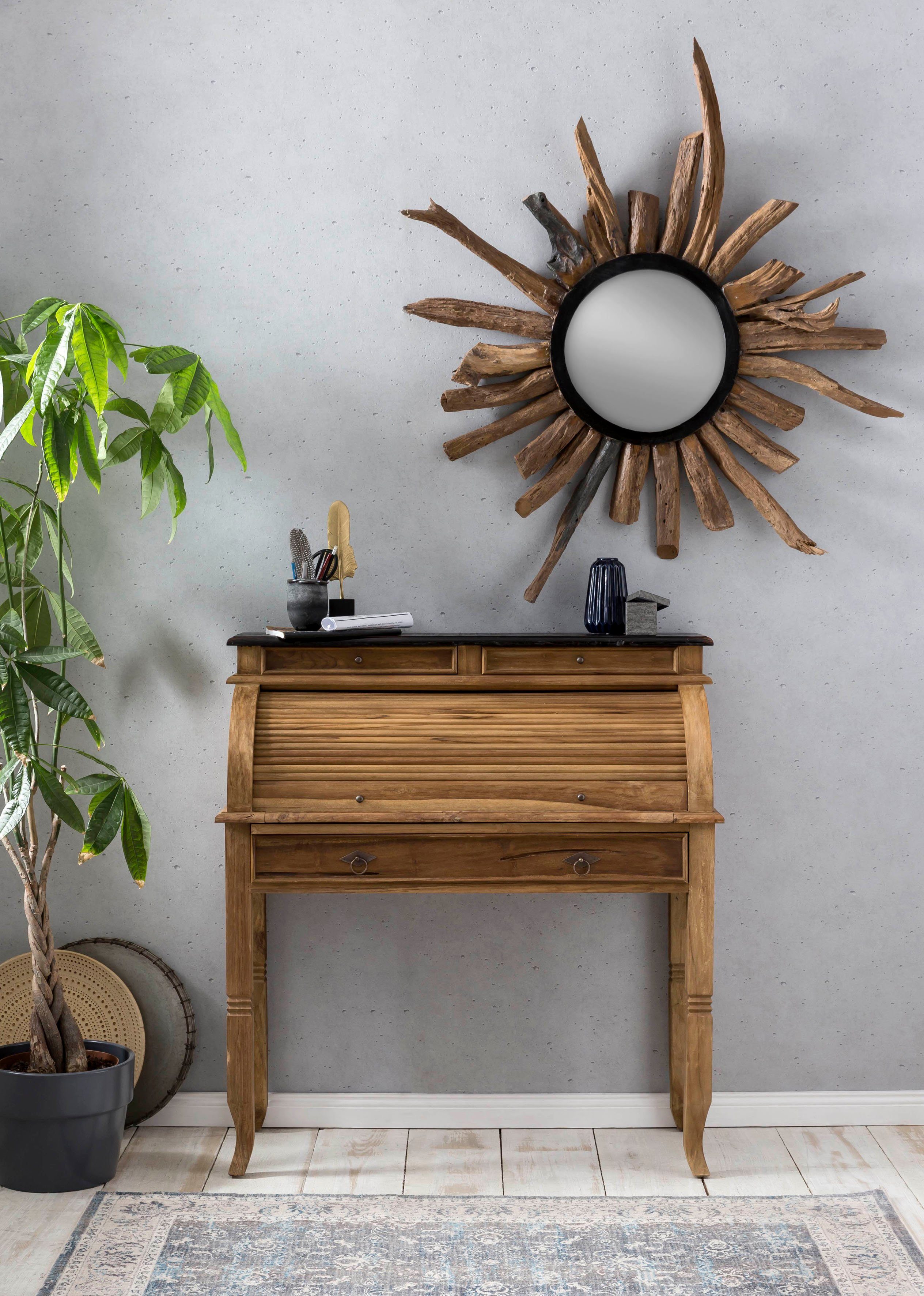 SIT Spiegel Romanteaka, aus recyceltem Altholz Teak, Shabby Chic, Vintage