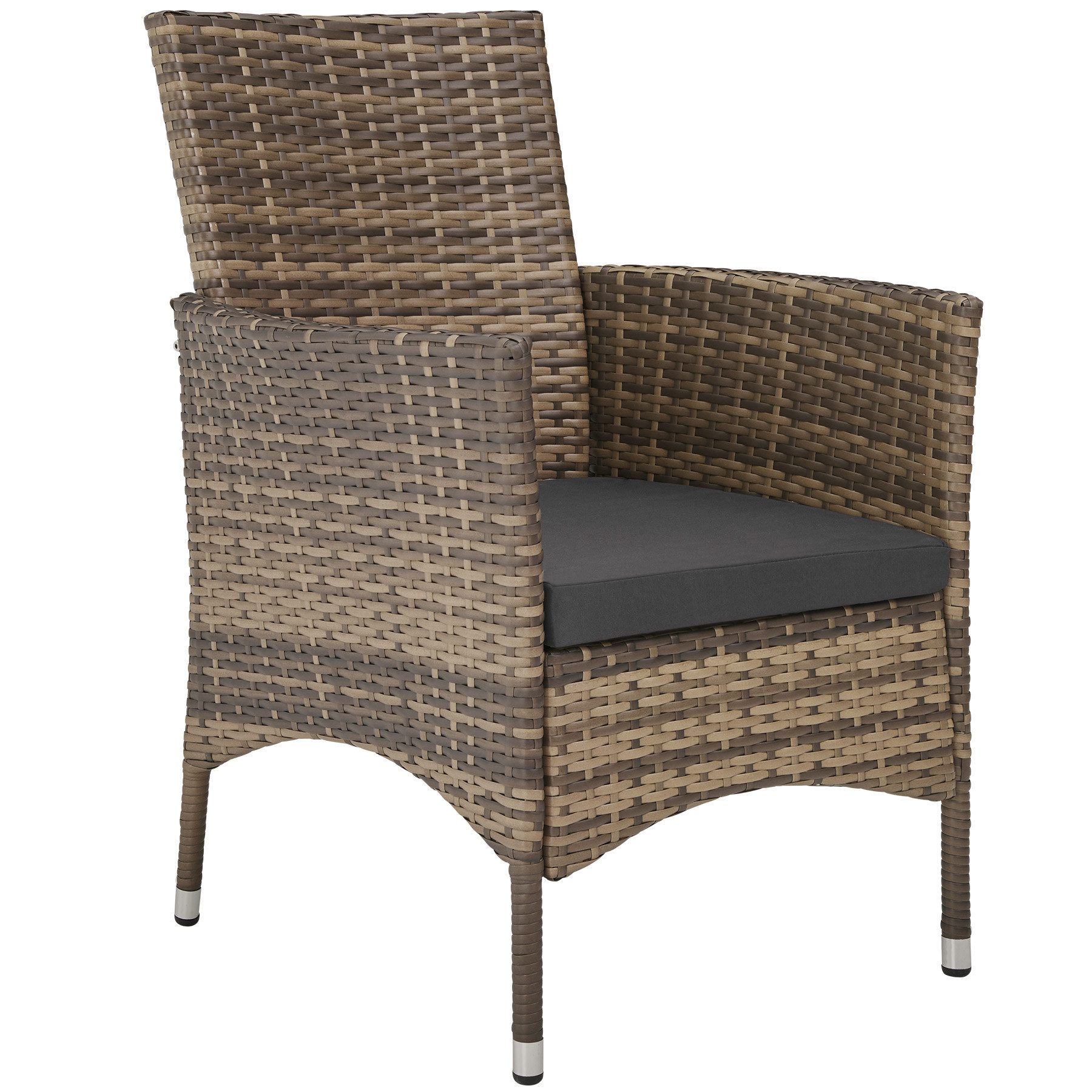 tectake Sitzgruppe Rattan Garnitur Almansa mit Schutz und Polstern, (Rattan lounge set almansa, 9-tlg., in natur/dunkelgrau), UV-beständig und pflegeleicht