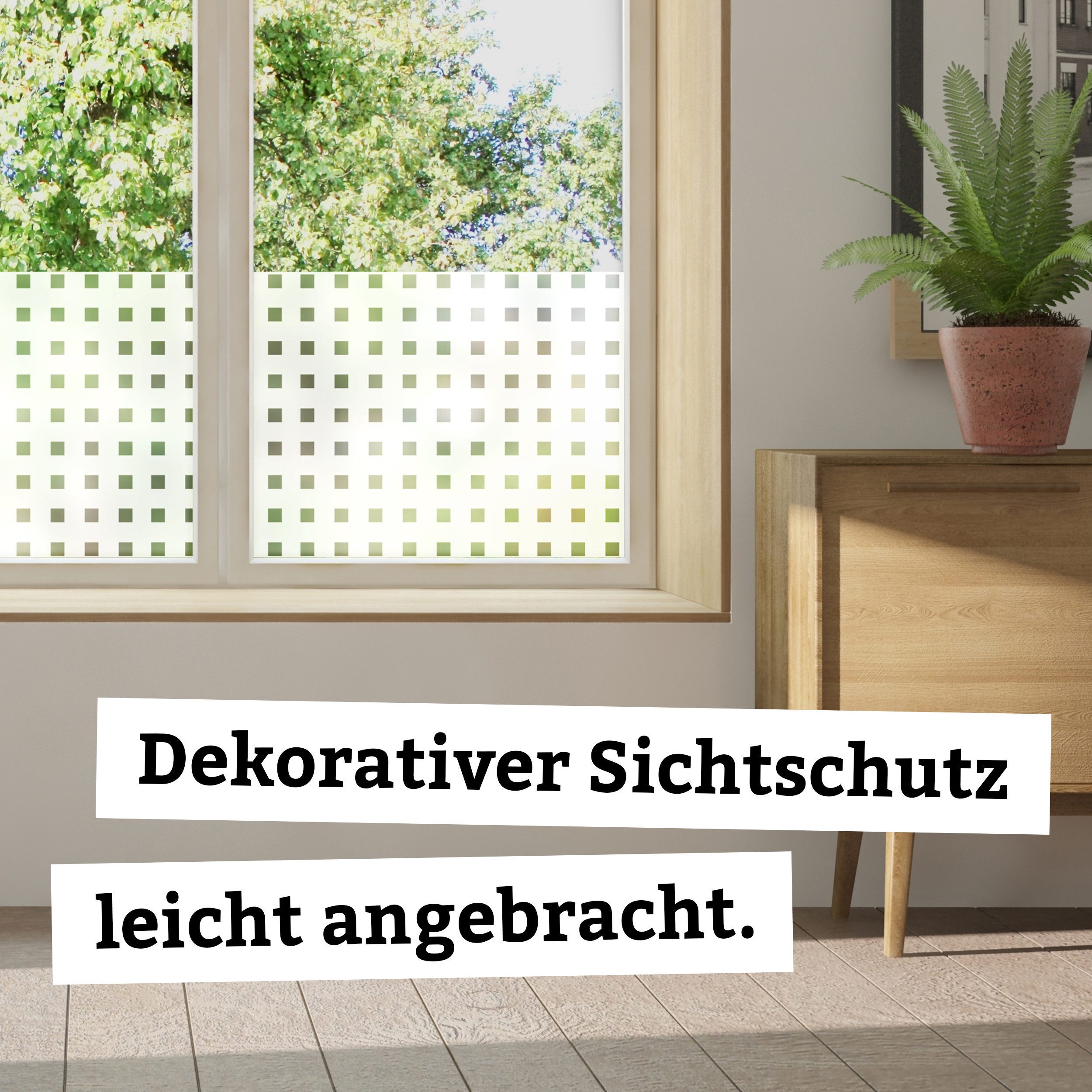 d-c-fix Fensterfolie Caree Sichtschutzfolie selbsthaftend Deko Folie für Fenster innen, Glatt, Statisch haftend - Rückstandslos entfernbar & wiederverwendbar