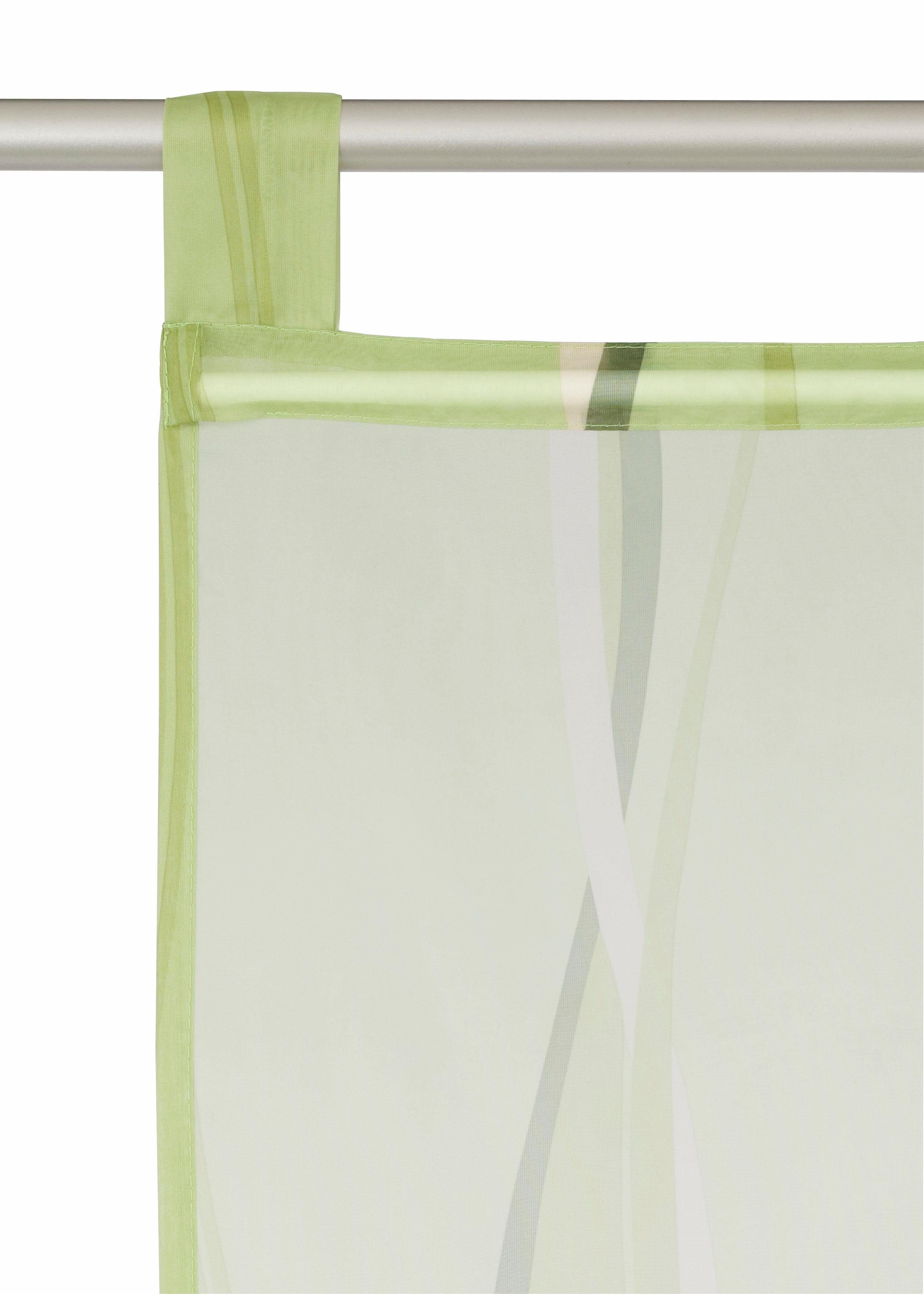 Schiebegardine Dimona, my home, Schlaufen Beschwerungsstange, grün transparent, Voile, 2er-Set, (2 St), inkl. Wellen transparent, Fertiggardine