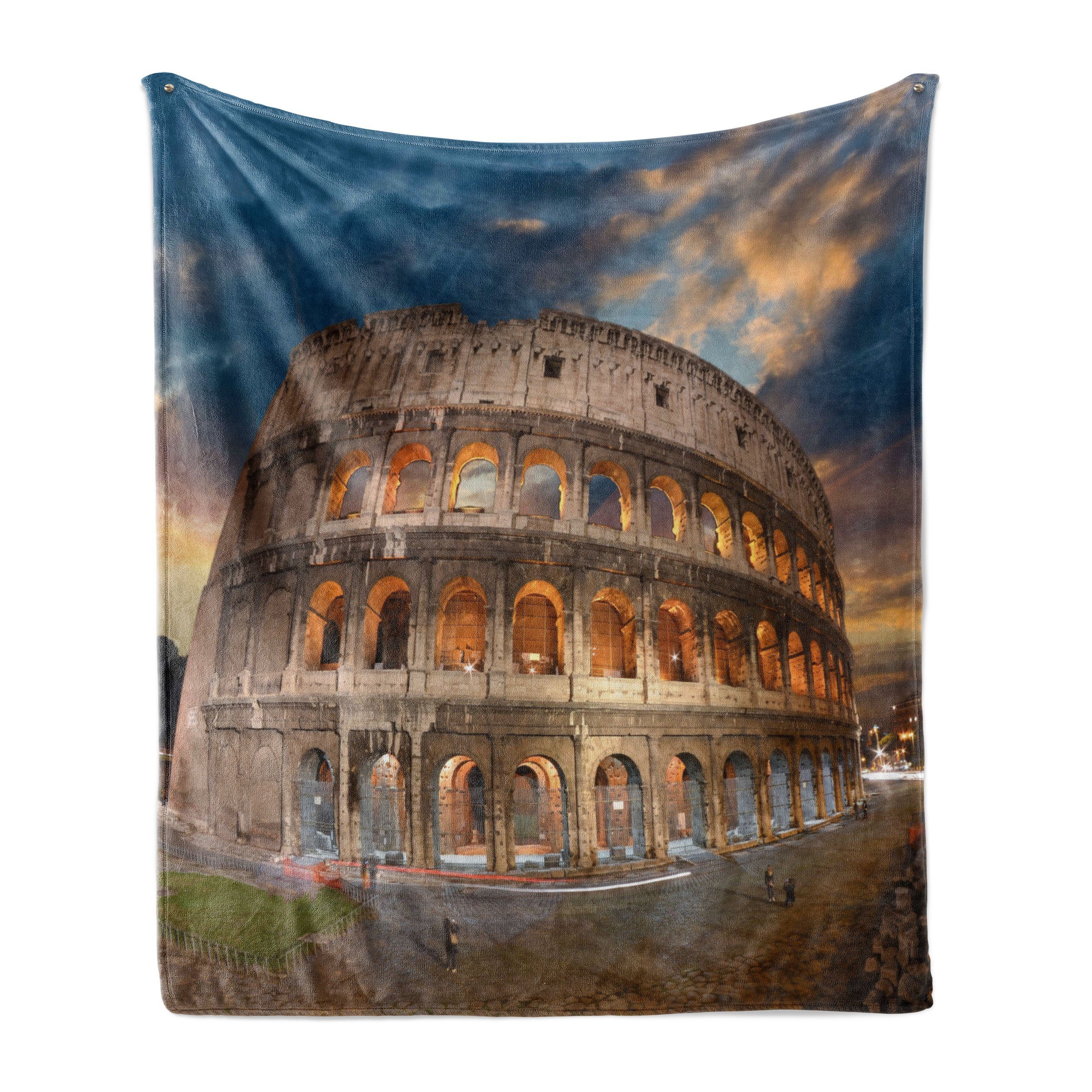 Wohndecke Gemütlicher Plüsch für den Innen- und Außenbereich, Abakuhaus, Italienisch Colosseum at Sunset | Wohndecken