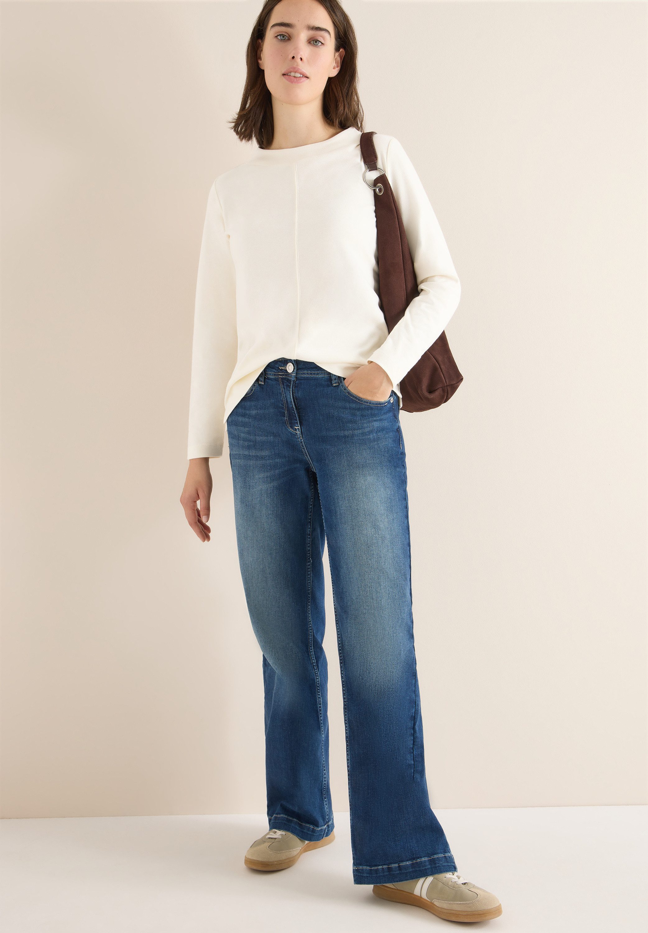 CECIL Langarmshirt mit Stehkragen, Funnelneck