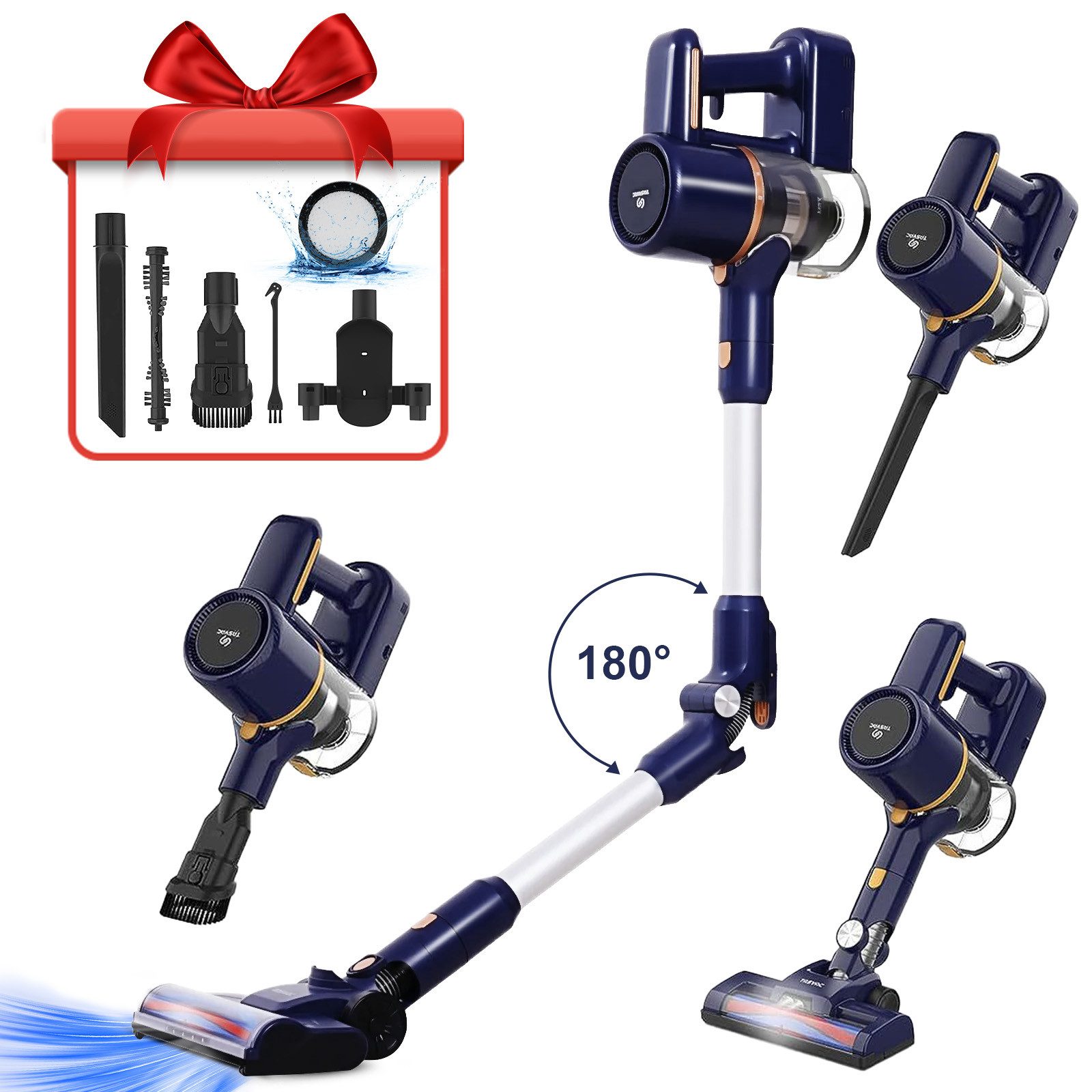 INSE Akku-Hand-und Stielstaubsauger Akku Staubsauger, Akkustaubsauger, Kabelloser Staubsauger,  Akku Staubsauger, Staubsauger, 35KPa, 60 Minuten, 1.2 L