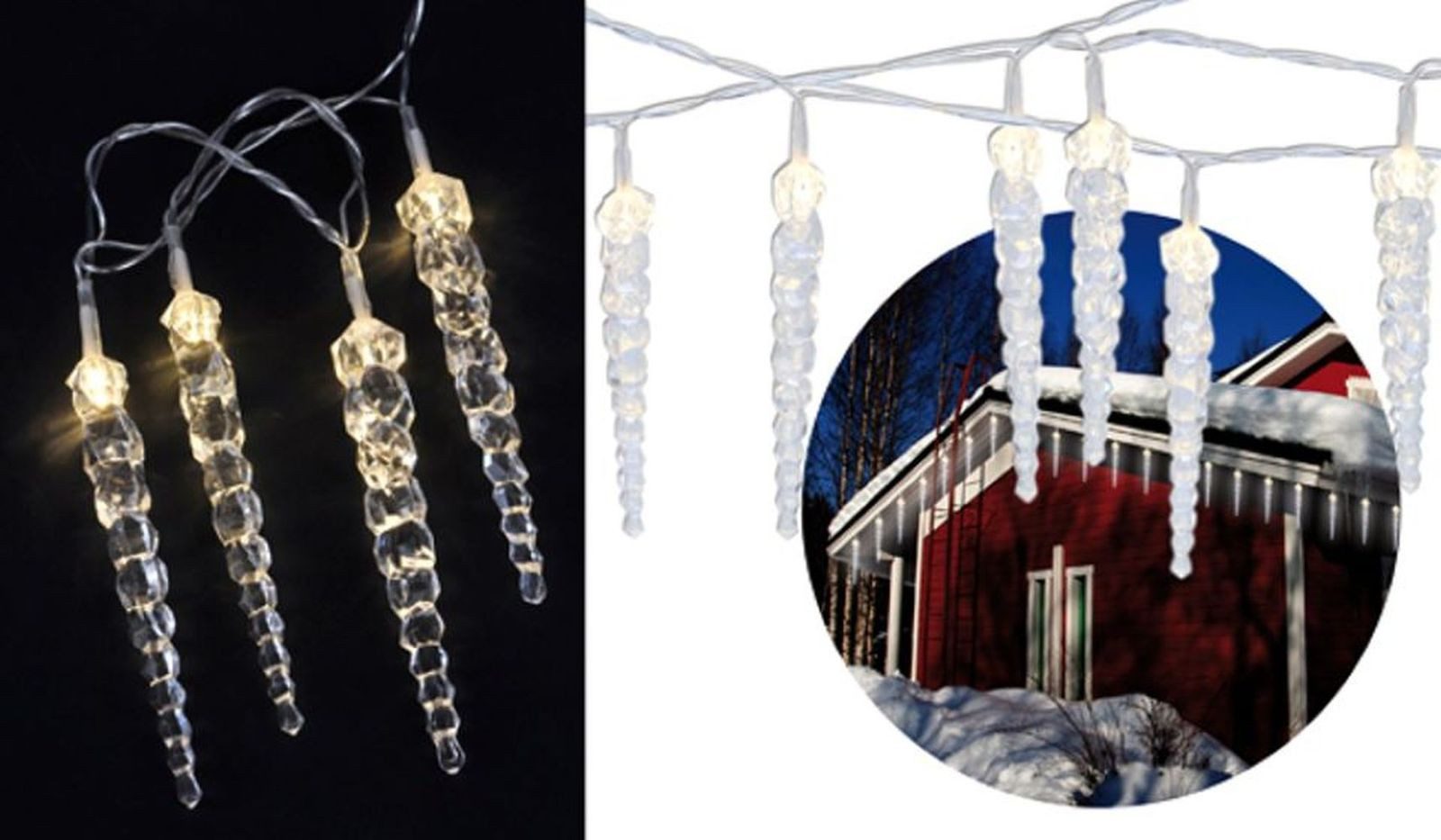 Gravidus LED-Lichterkette LED Eiszapfen Lichterkette warmweiß Innen/Außen