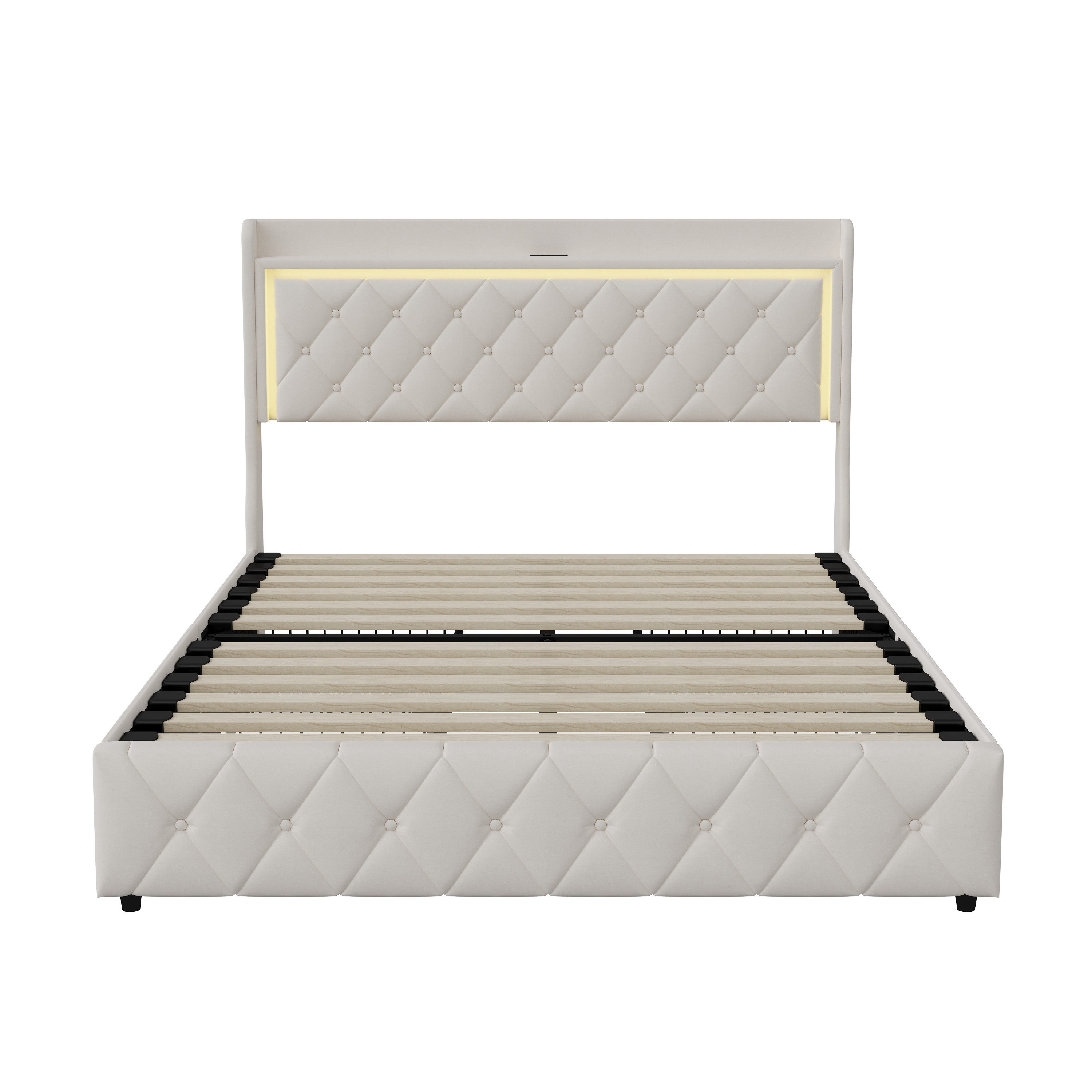 Furnishings Home Polsterbett Stauraumbett Doppelbett LED, Samtstoff (1-tlg) günstig online kaufen