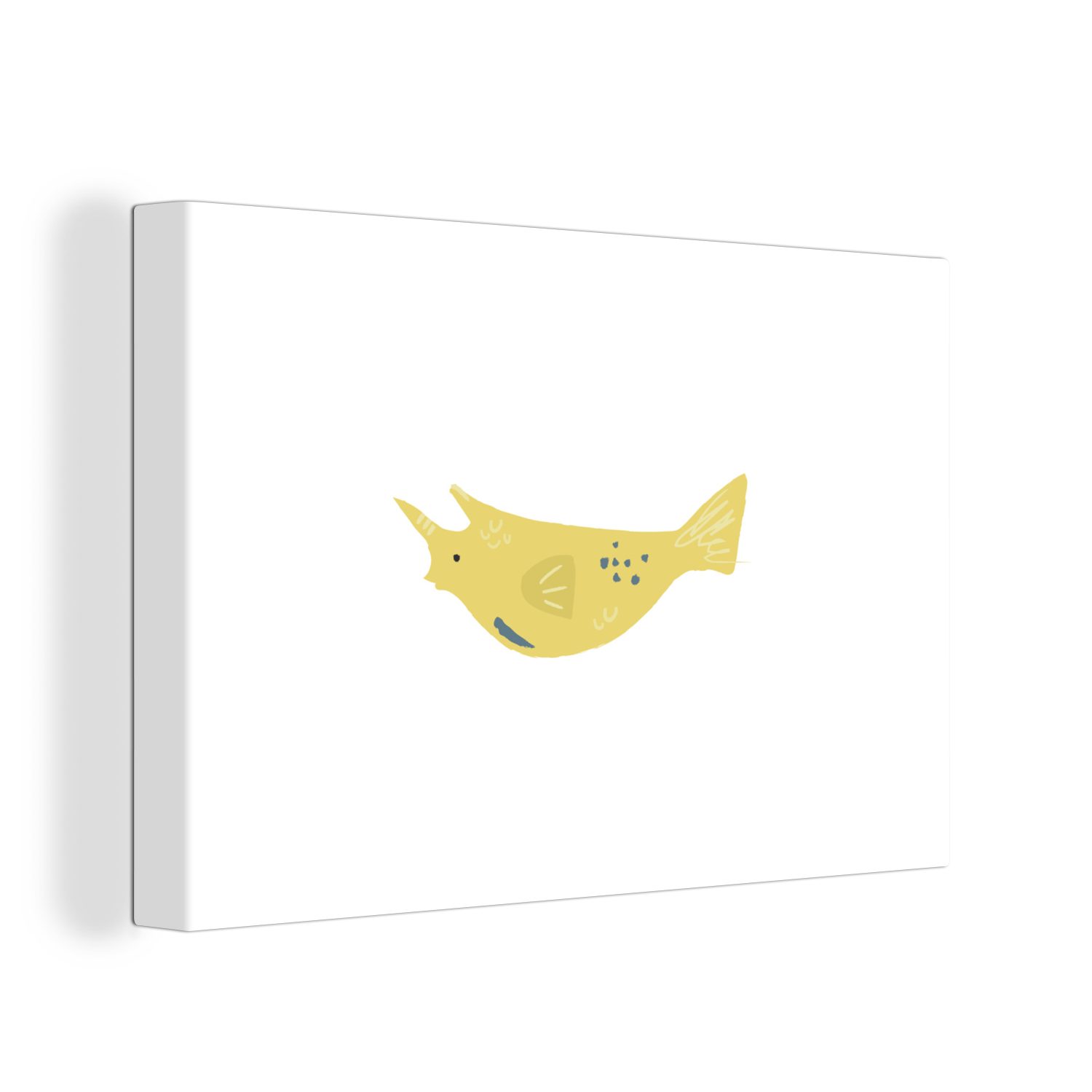 OneMillionCanvasses® Leinwandbild Fisch - Meer - Gelb - Aquarell, (1 St), Wandbild Leinwandbilder, Aufhängefertig, Wanddeko, 30x20 cm