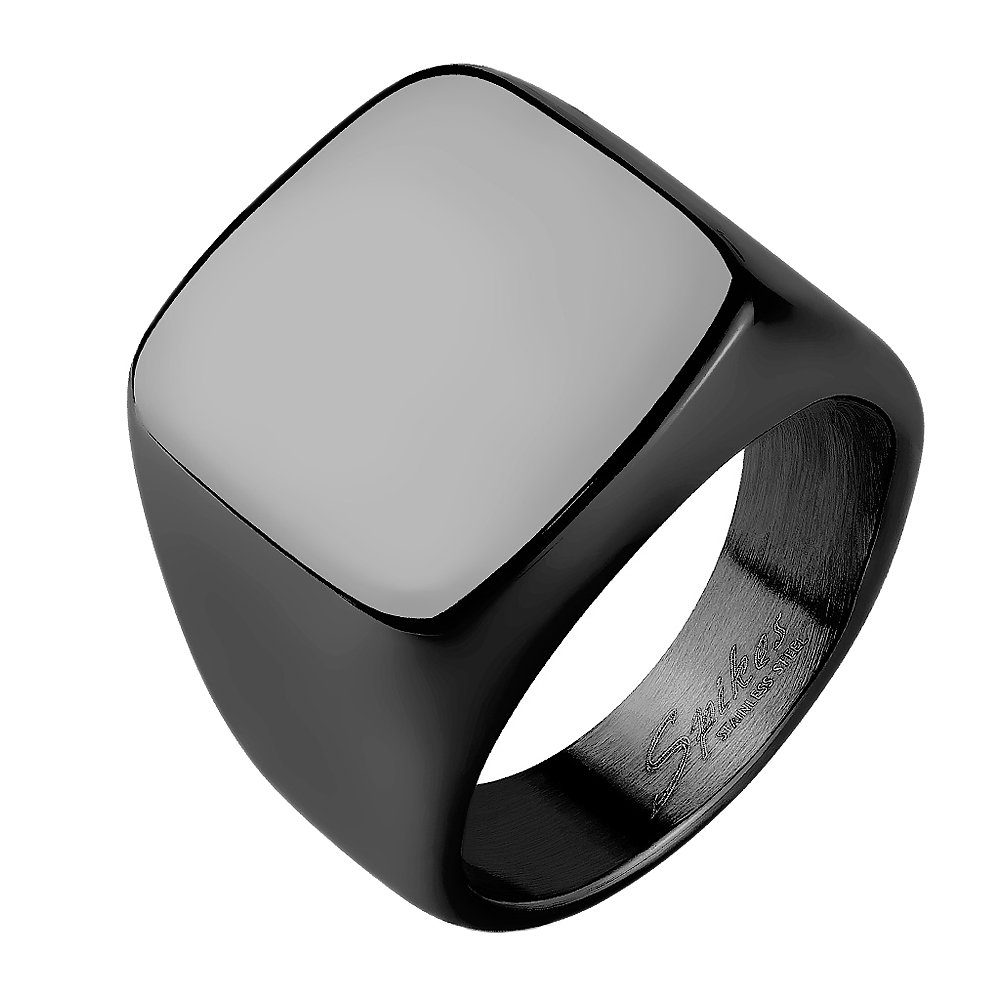 Taffstyle Fingerring Herren Siegelring Edelstahl Quadrat Massiv Schwarz Grö günstig online kaufen