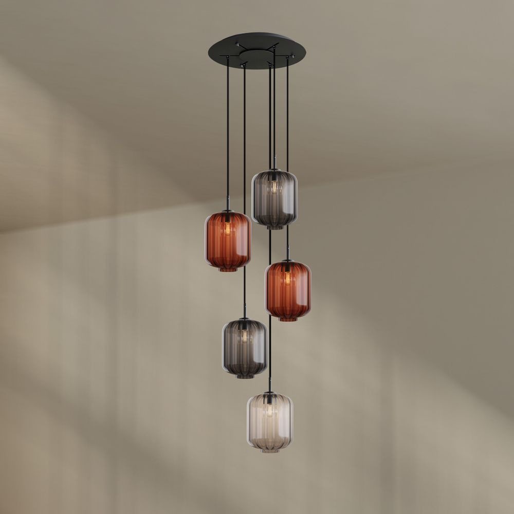 s.luce Pendelleuchte Velo Galerieleuchte 5-flammig Ø 60cm Baldachin Ø 25cm Mehrfarbig