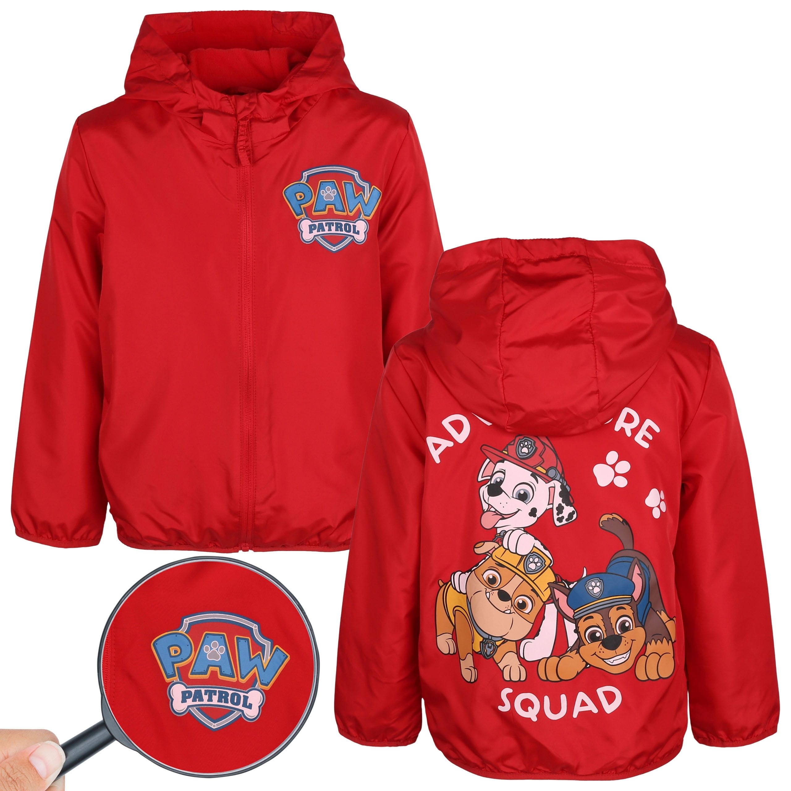 Windbreaker Paw Patrol Jungen Rote Jacke, Windbreaker mit Kapuze 6-7 Jahre