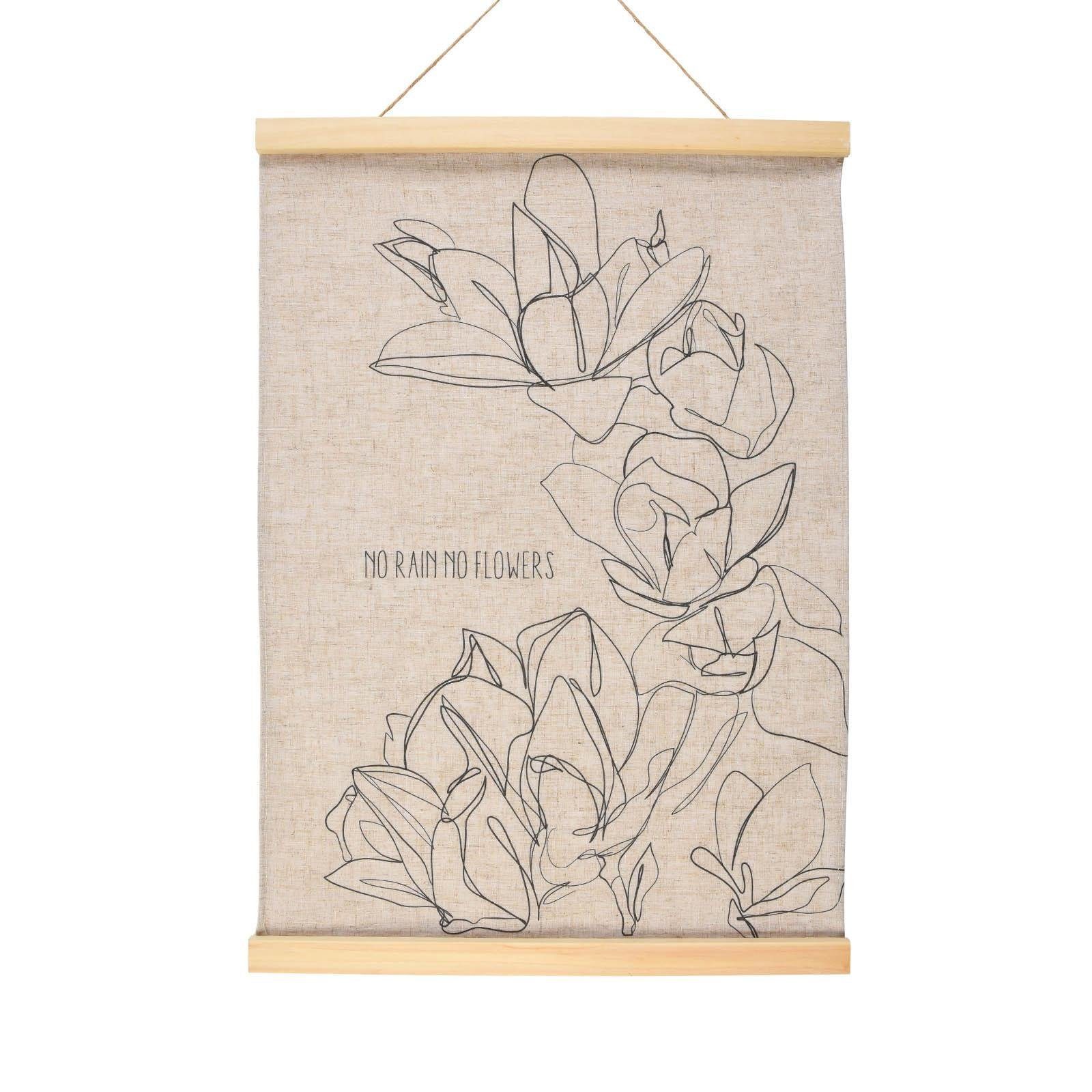Depot Bild Deko-Wandbehang Magnolia, (Packung), aus Leinen, Pappelholz, Polyester, B 50 Zentimeter, H 70 Zentimeter