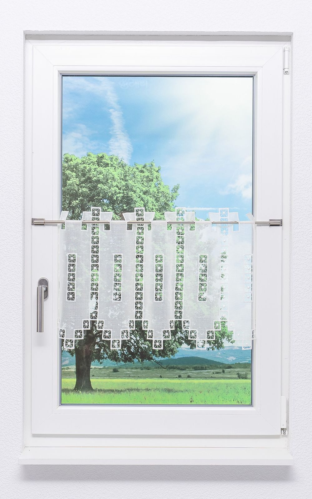 Plauener Spitze® Scheibengardine Diamond (1 St), transparent, HxB 40x48cm
