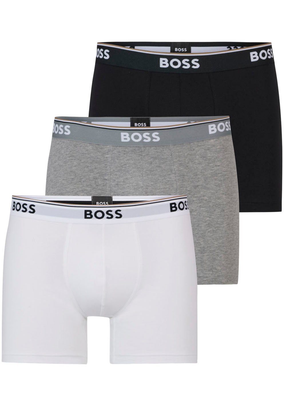 BOSS Langer Boxer Boxer Brief 3P (Packung, 3er-Pack) mit farblich passendem Webbund