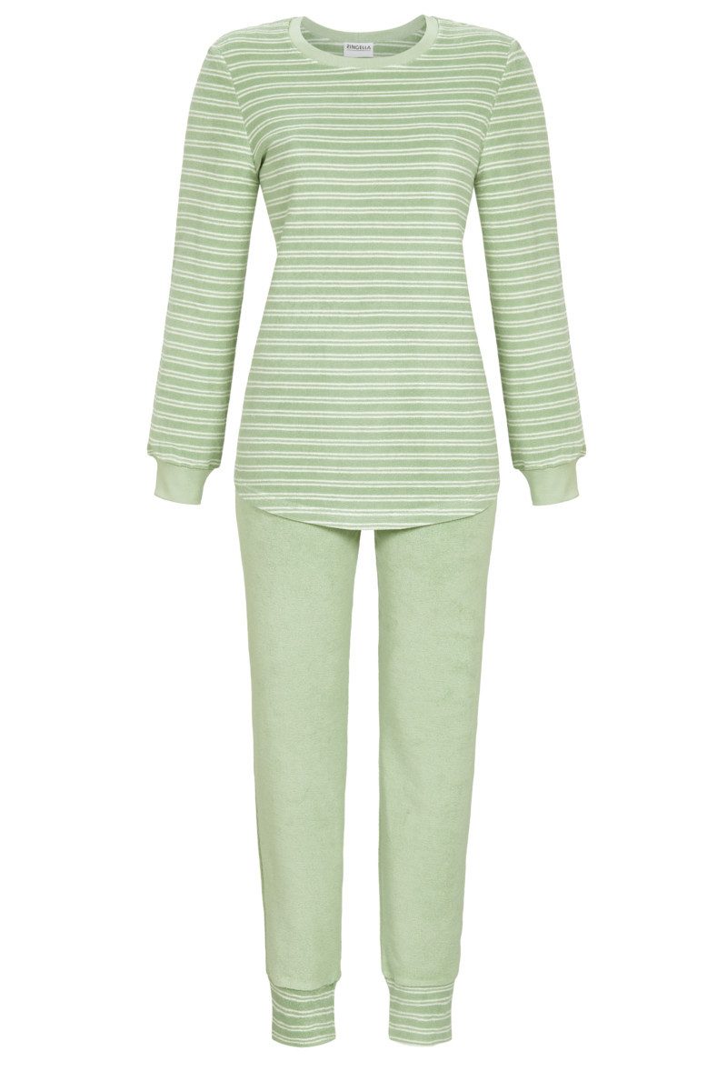 Ringella Pyjama aus Stretchfrottee, mit geringeltem Oberteil und Bündchen (2 tlg) formstabil & pflegeleicht