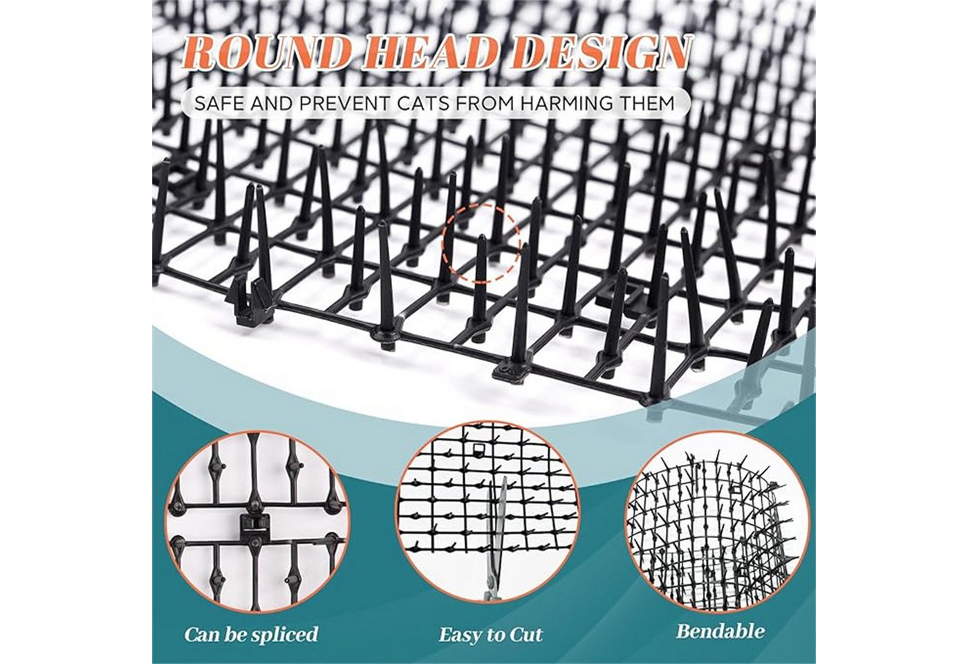 Thumbnail - autolock Dornengitter 6.5ft Katze Scat Matte mit Spikes, 78 Zoll x 11 Zoll