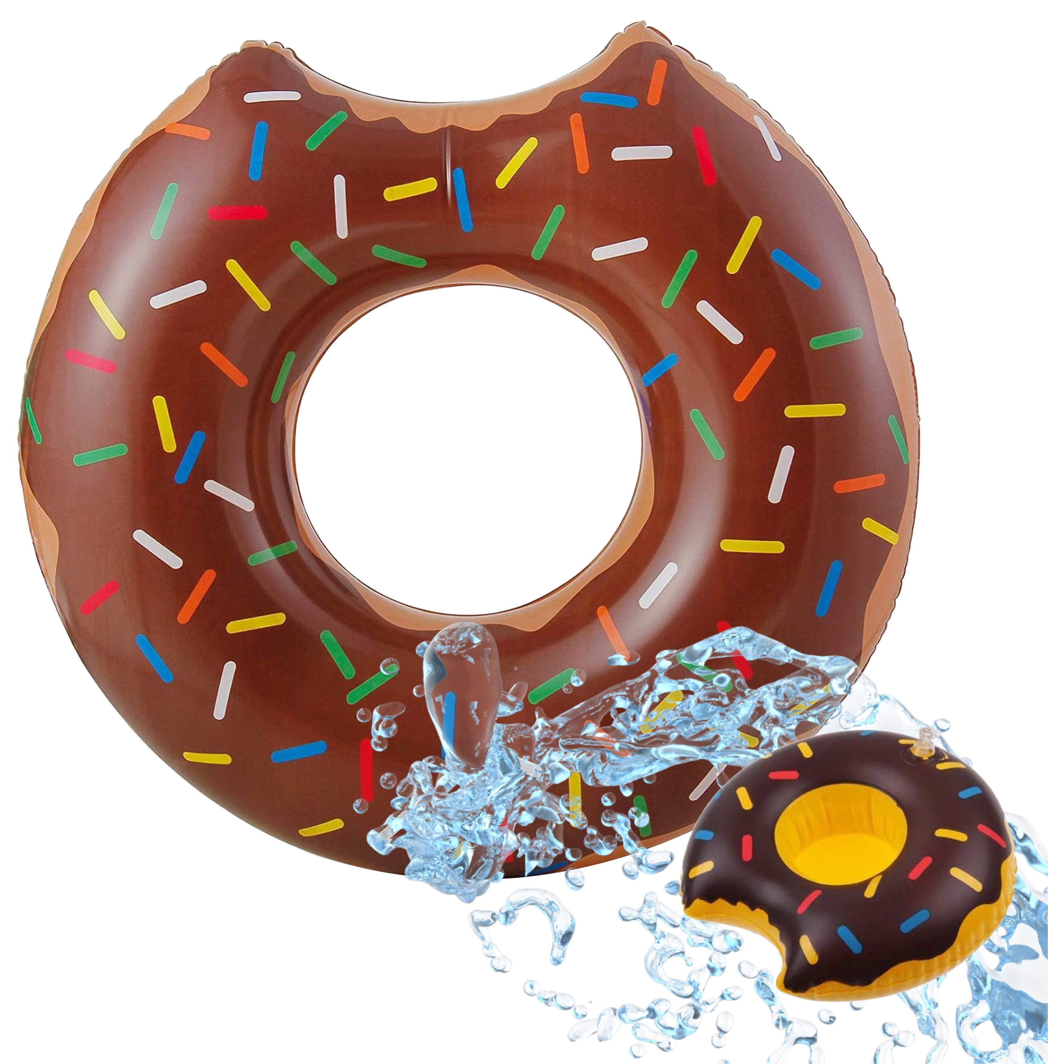 Outdoorn Schwimmreifen Donut Schwimmring mit 1x Getränkehalter aufblasbar - 120 cm (Set)