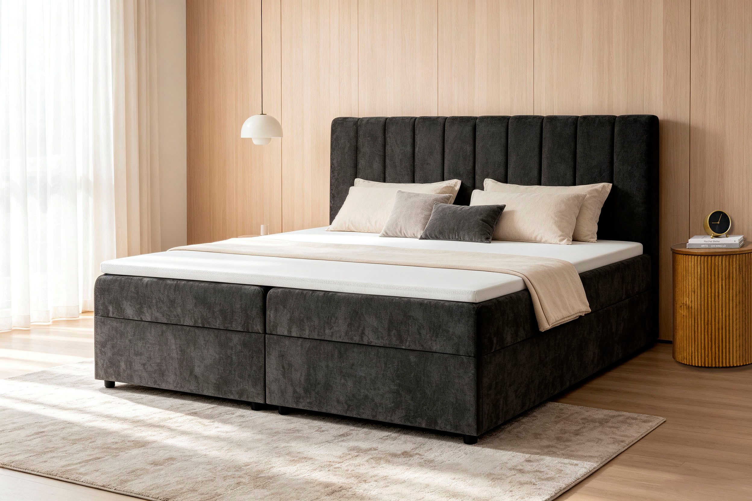 OTTO home Boxbett HAILEYY, Polsterbett mit Bettkasten, inkl. Taschenfederkernmatratze H3, mit Kaltschaumtopper, Chenille-Bezug, 140x200 & 180x200 cm