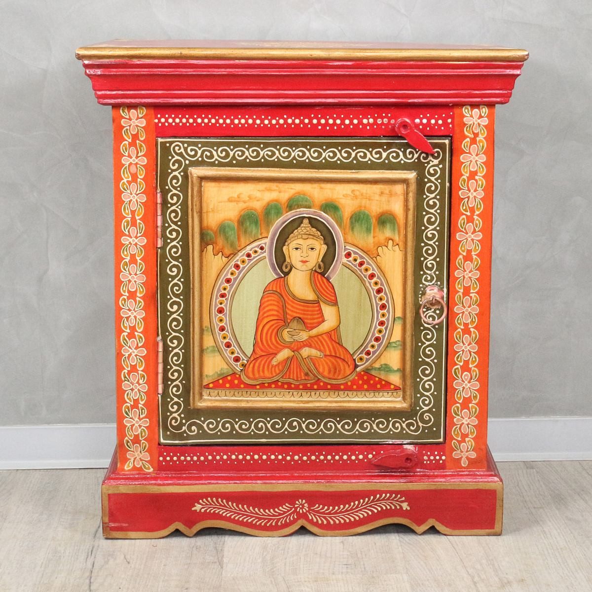 Oriental Galerie Mehrzweckschrank Tibet Wandschrank Buddha Yeshe Rot 60 cm