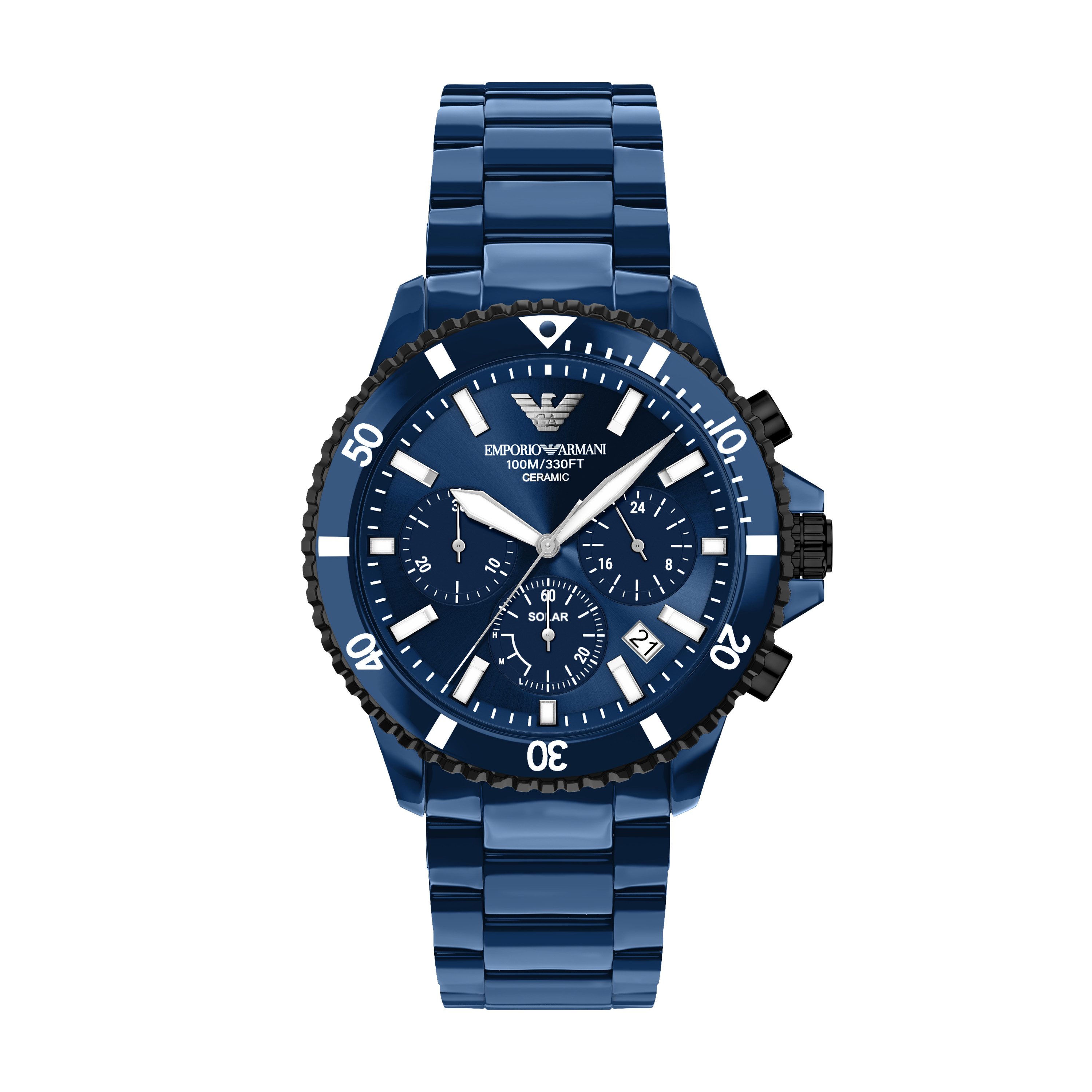 Emporio Armani Chronograph WORLD EXPLORER AR70024, Armbanduhr, Solar, Keramik, analog, Tag, Stoppfunktion